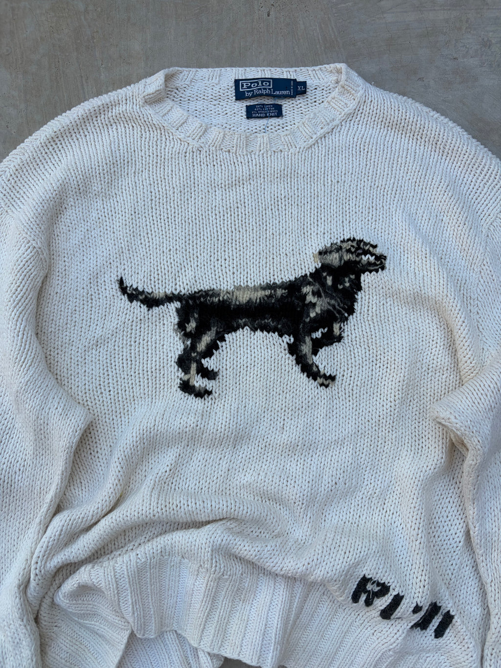 2001 Vintage Polo Ralph Lauren Hand Knit Dog Sweater L/XL