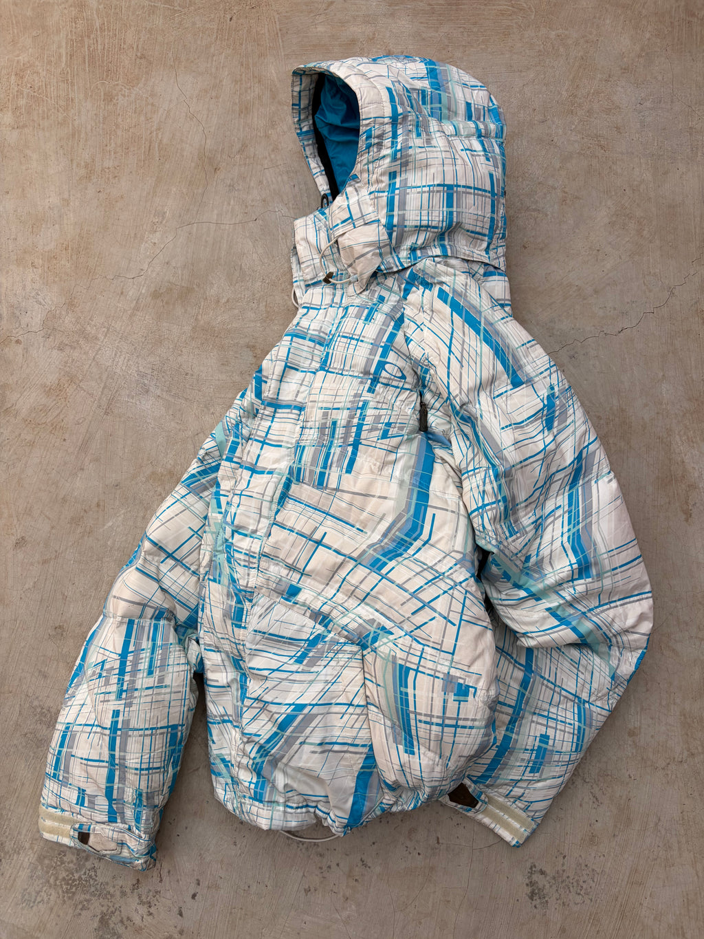 00s Oakley Down Blue Geometric Pattern Magnetic Closure Tech Jacket S/M