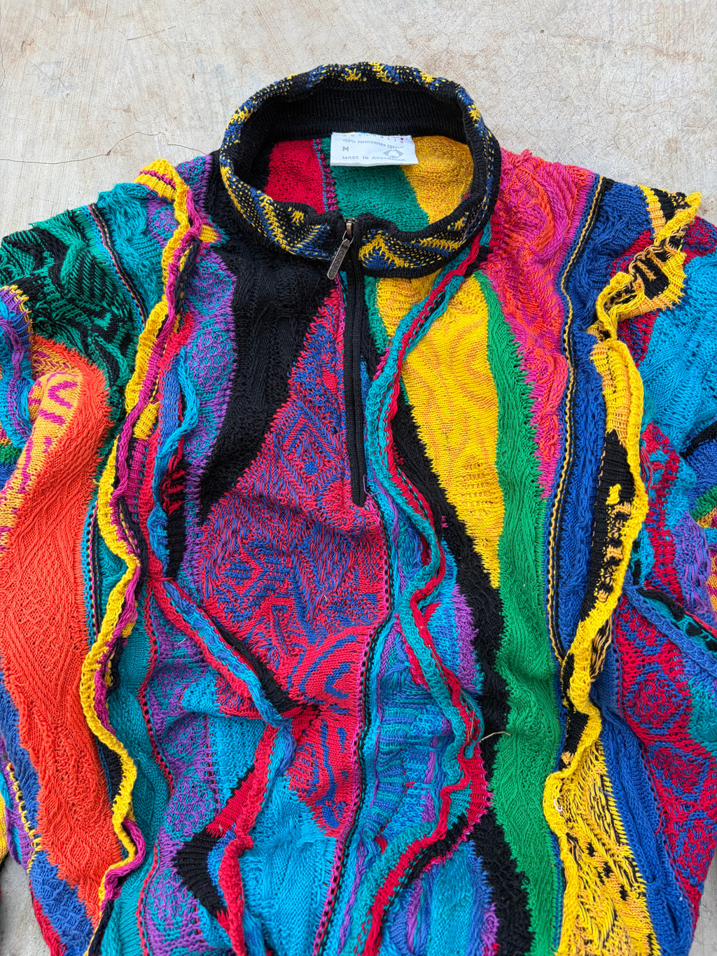 Vintage 90s Coogi 3D Knit Quarter Zip Sweater M/L