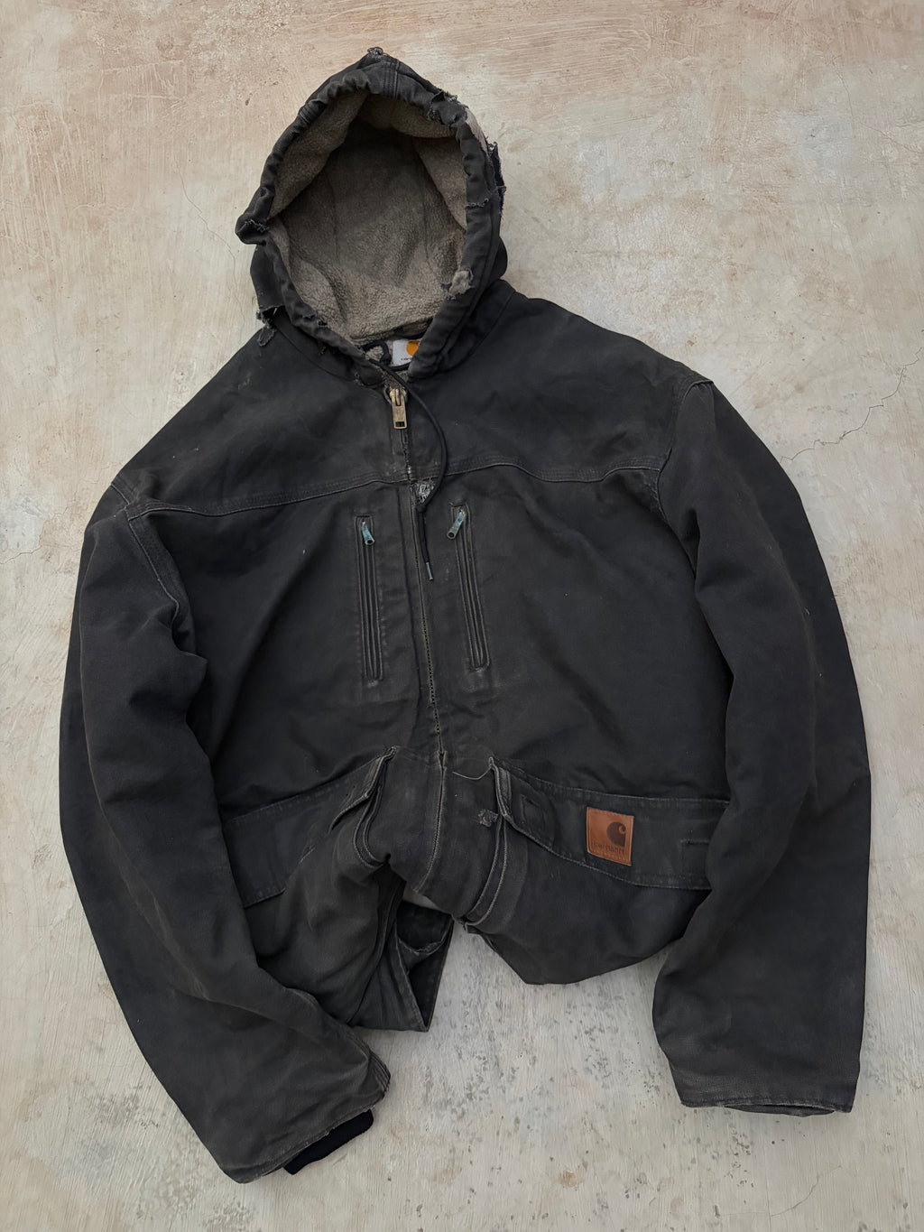 Vintage Distressed & Faded Carhartt Long Coat Jacket C95 XL