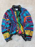Vintage 90s COOGI Australia 3D Mercerised Cotton Zip Knit Sweater S
