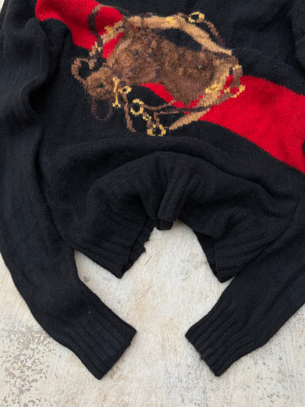 Vintage 90s Polo Ralph Lauren handknit horse Sweater S