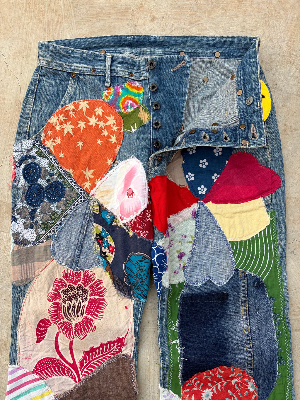 Archive 00s Kapital Kiro Hirata Patchwork Boro Flared Denim Jeans 32