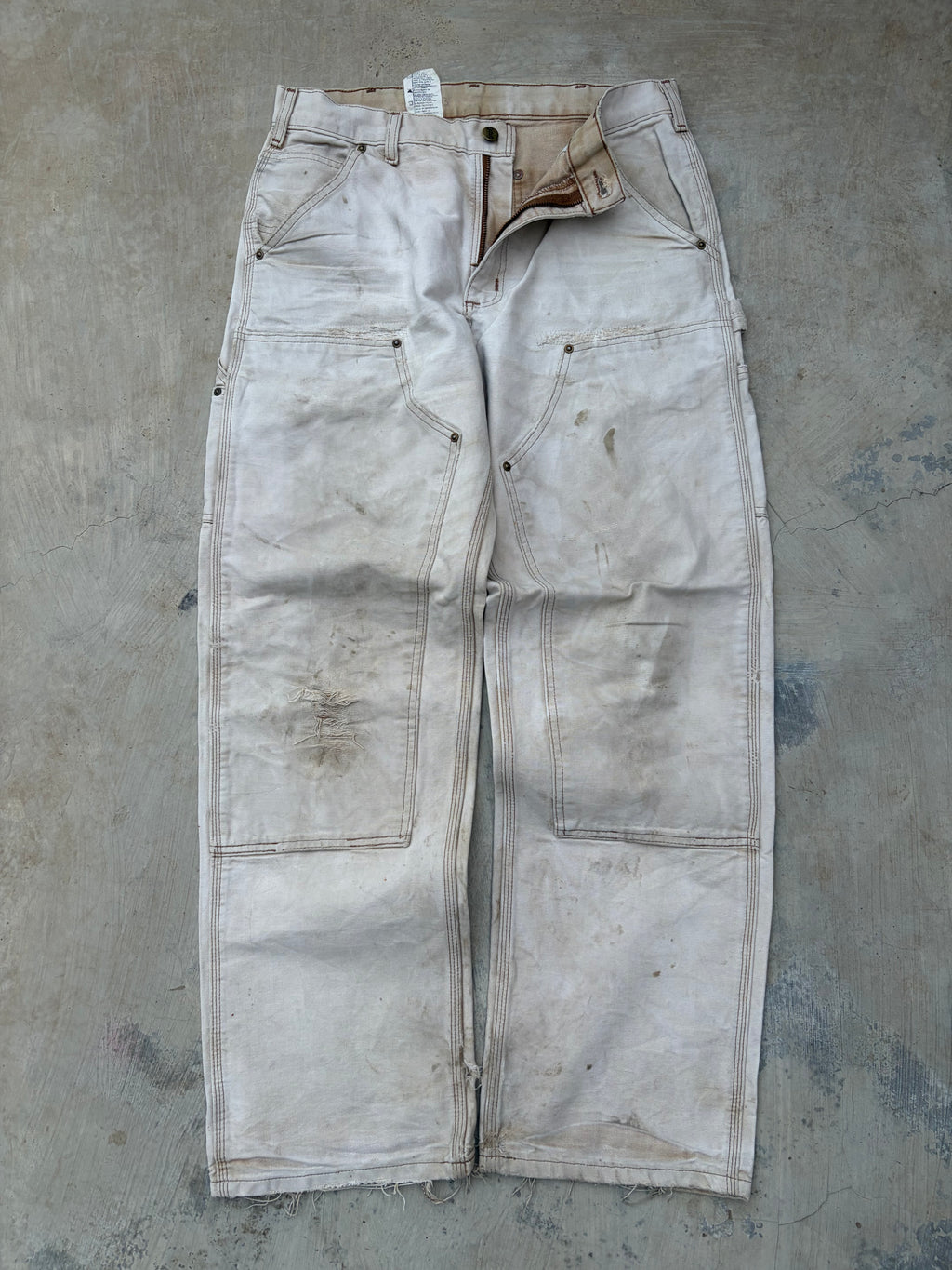 Vintage Faded & Thrashed Carhartt B136 BRN Double Knee 33