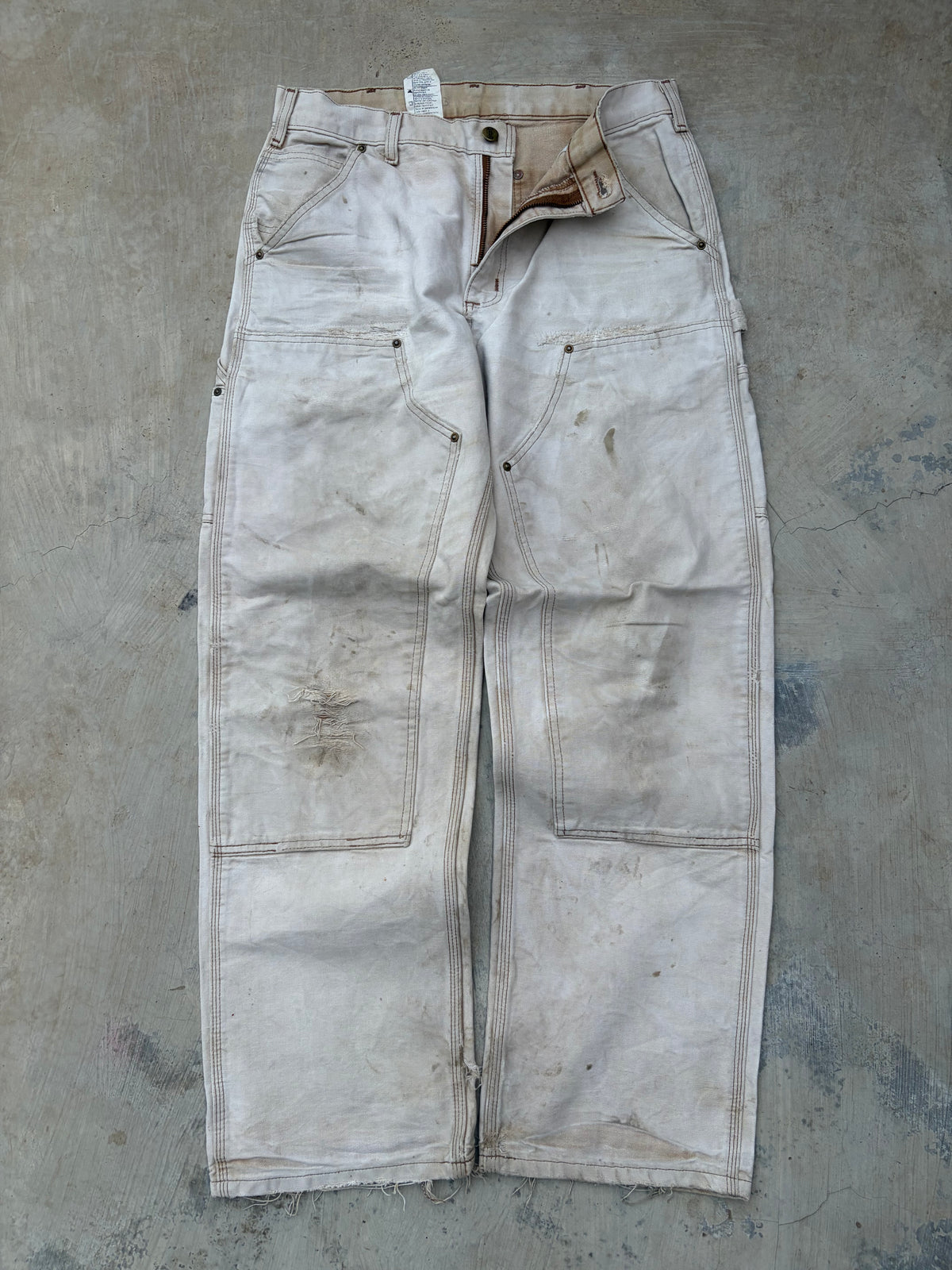 Vintage Faded & Thrashed Carhartt B136 BRN Double Knee 33