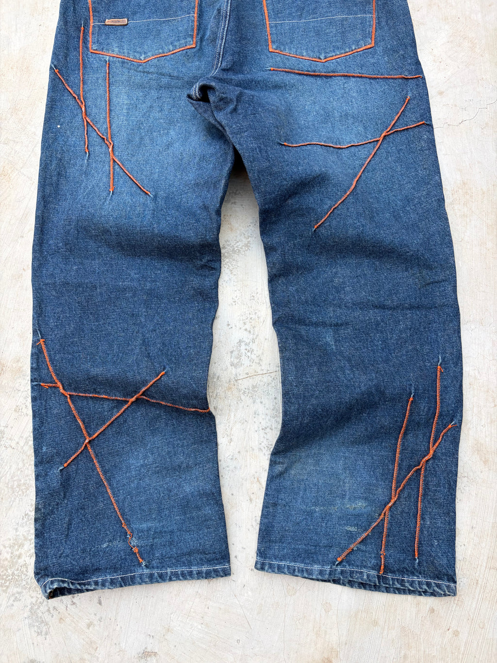 Vintage 00s Akademiks Y2K Orange Stiching Jeans