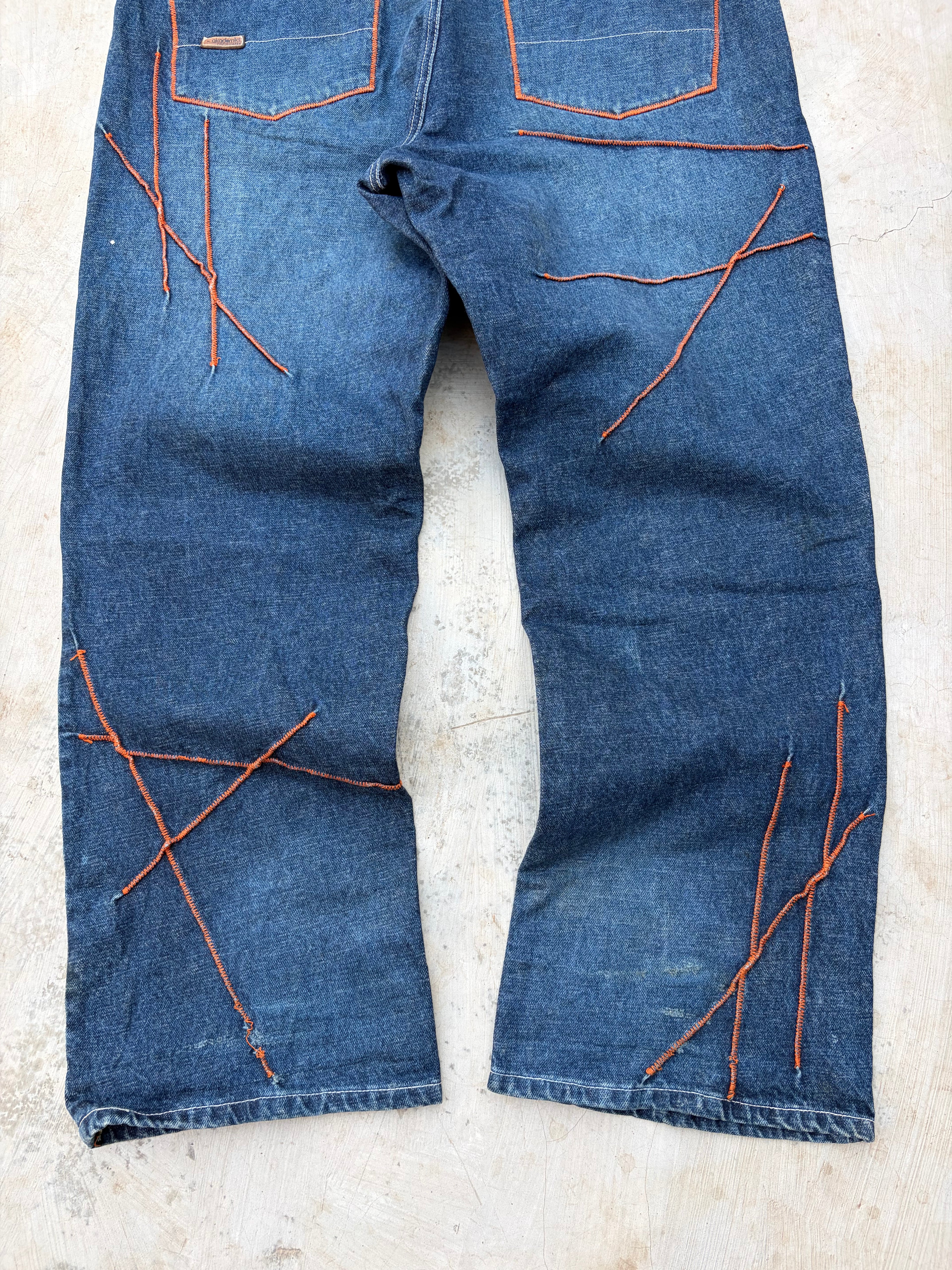 Vintage 00s Akademiks Y2K Orange Stiching Jeans
