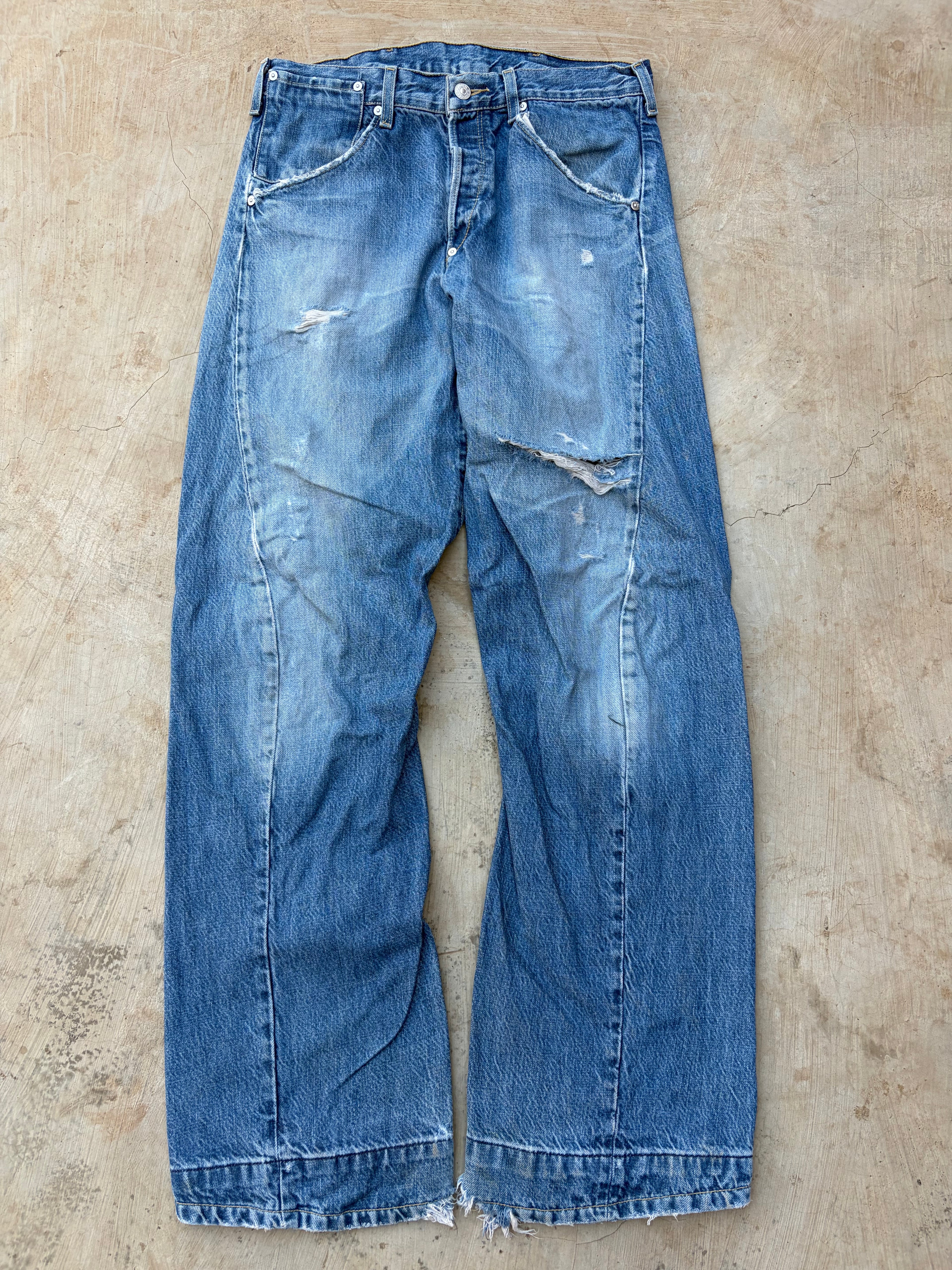 Vintage Levi's Buckle Back Jeans Distressed Light Wash Rare 32