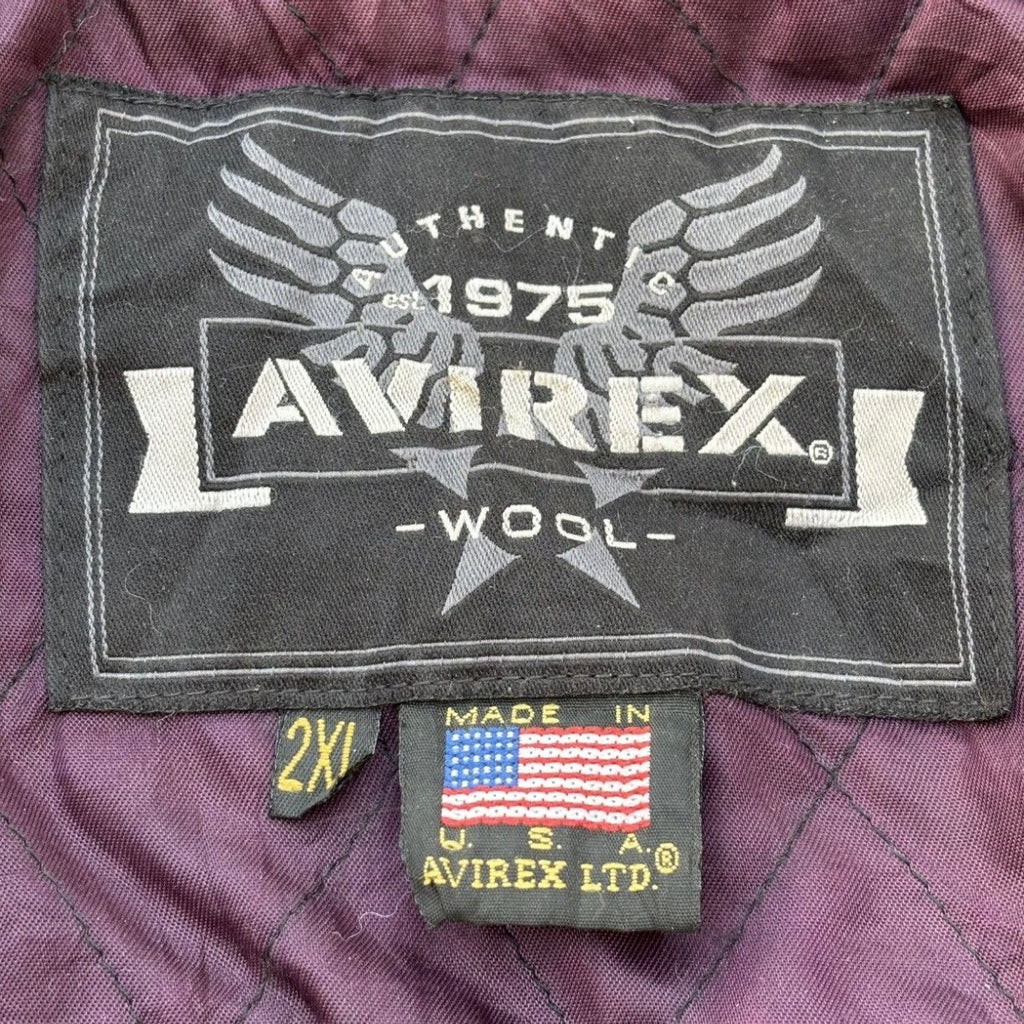 Vintage 70s Avirex Leather Sleeves Wool Jacket XL