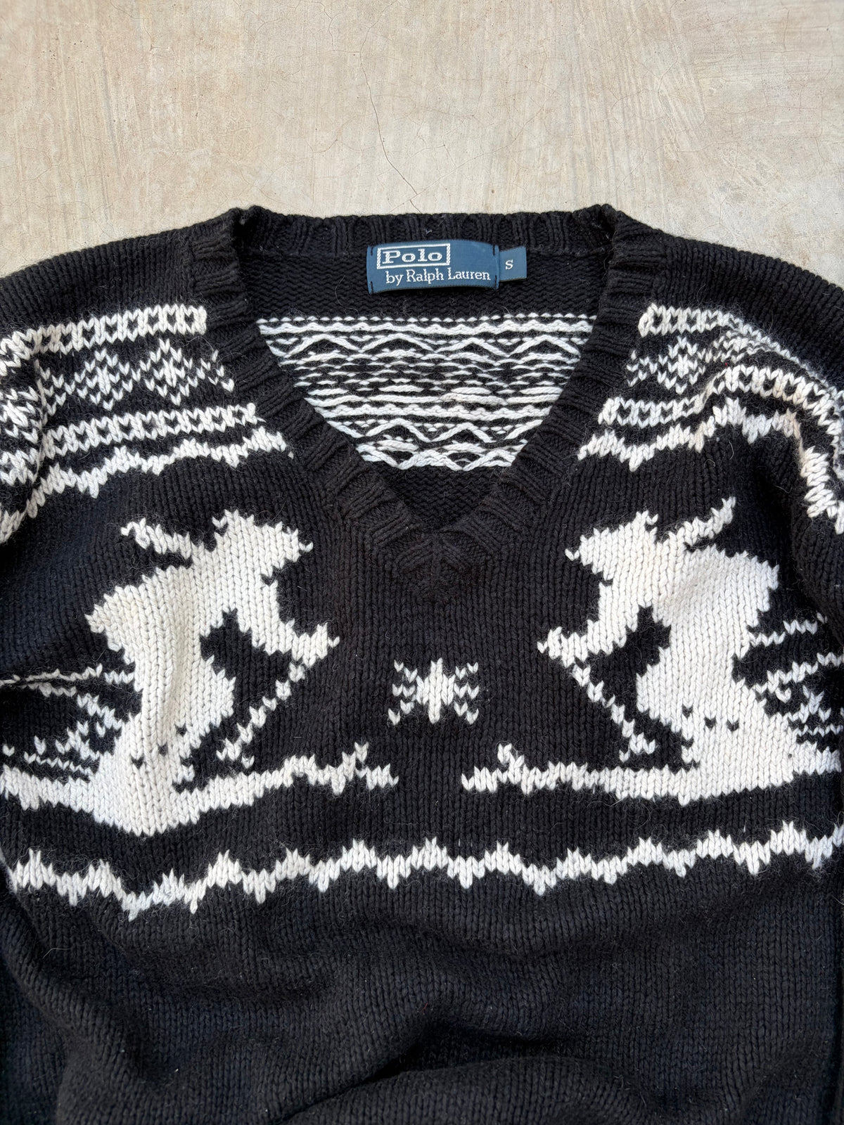 Vintage Polo Ralph Lauren Fair Isle V-Neck Sweater S/M