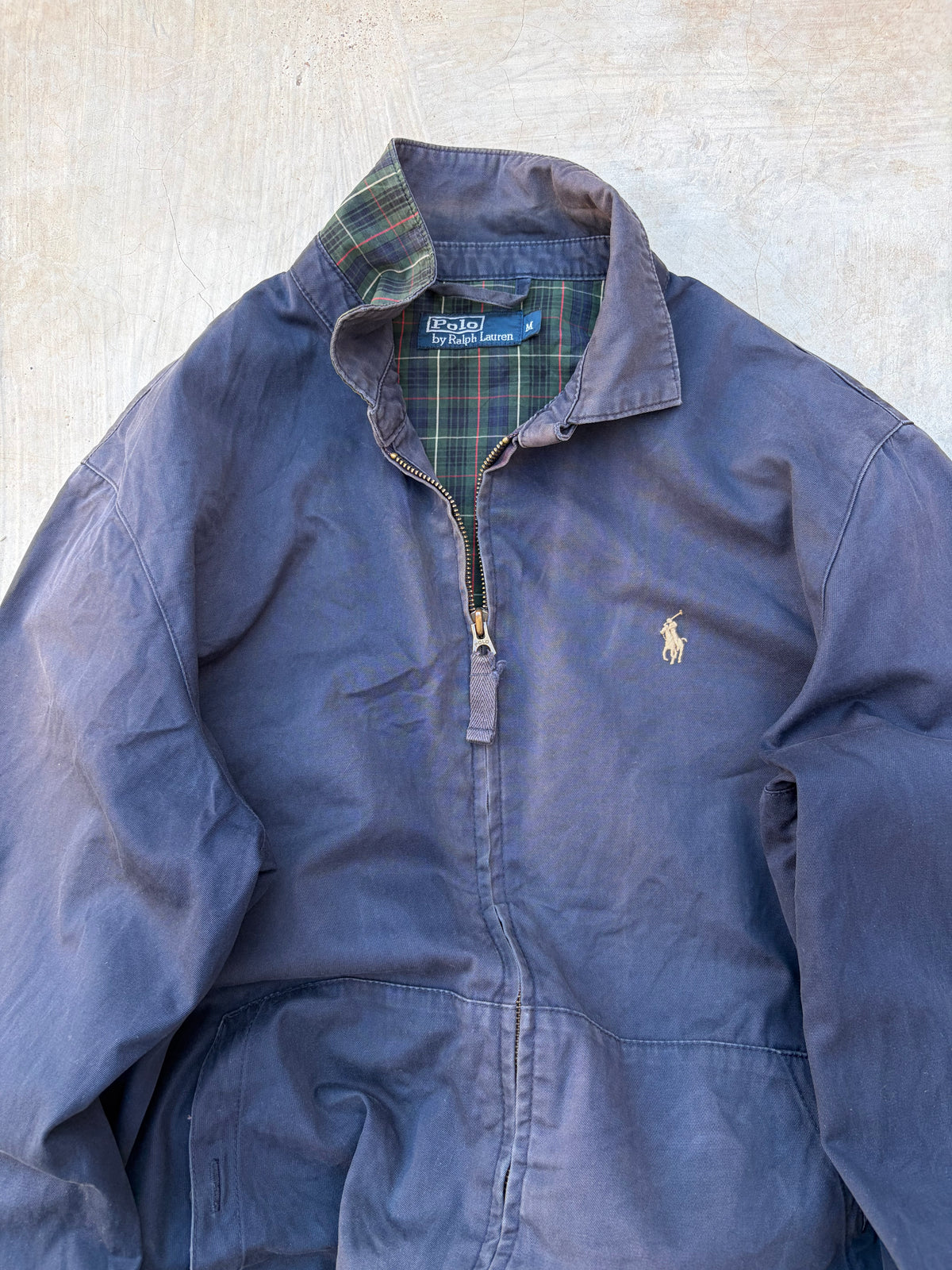 90s Vintage Polo Ralph Lauren Harrington Jacket Faded Navy M/L