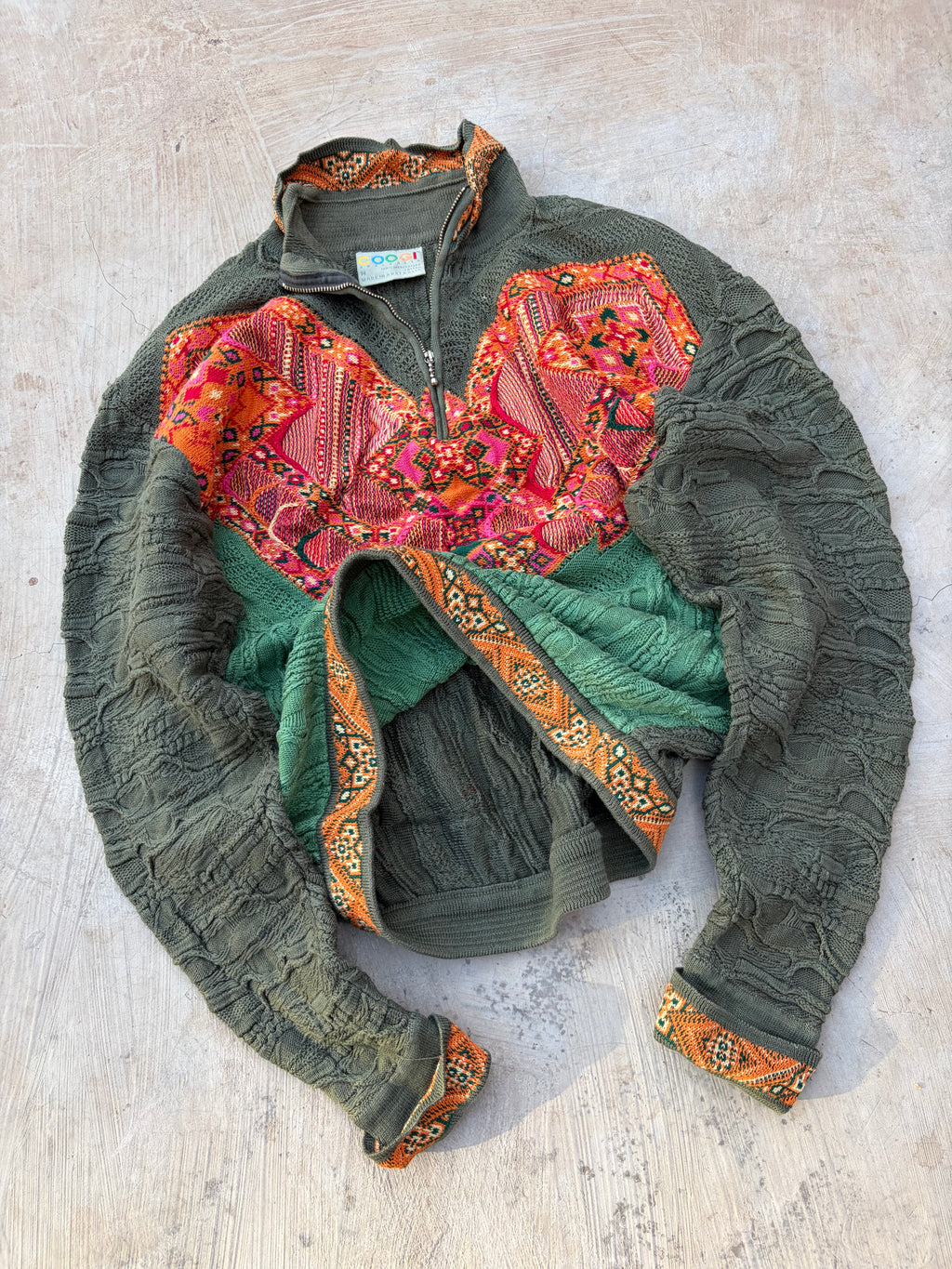 Vintage 90s COOGI Australia 1/4 Zip 3D Textured Knit Sweater  M
