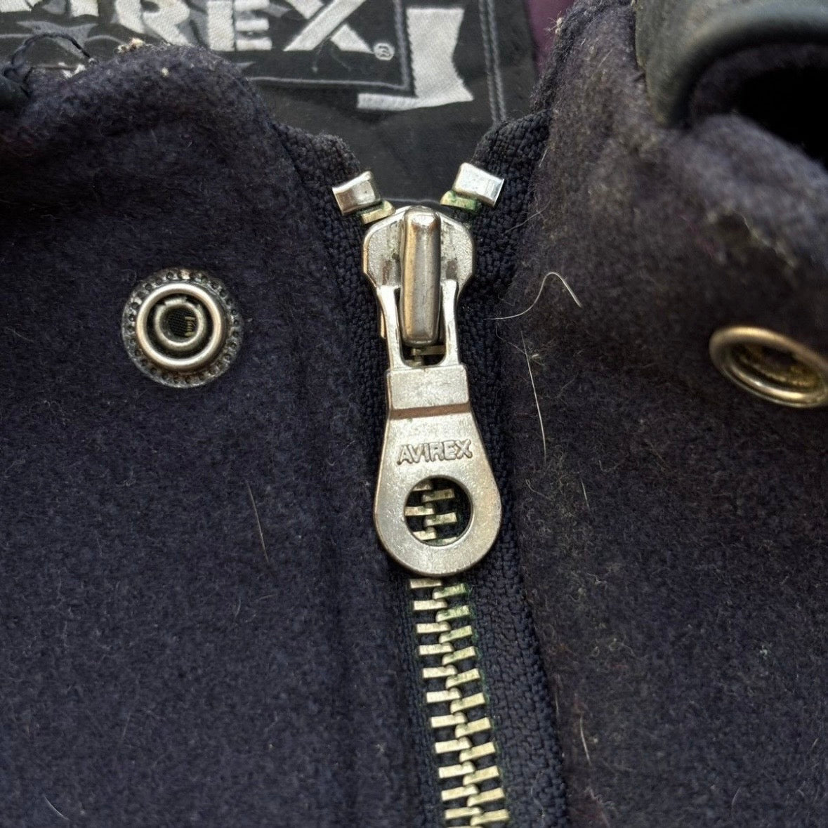 Vintage 70s Avirex Leather Sleeves Wool Jacket XL