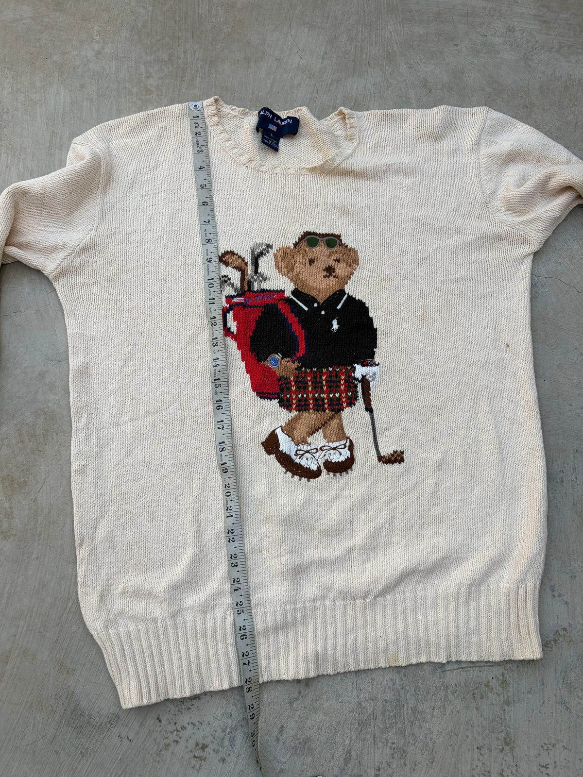 Rare 90s Vintage Ralph Lauren Polo Sport Polo Bear Golf Sweater L