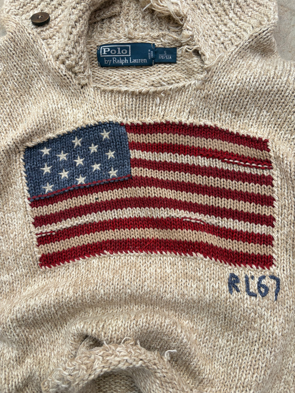 Vintage 90s Polo Ralph Lauren 67 Flag Knitwear M