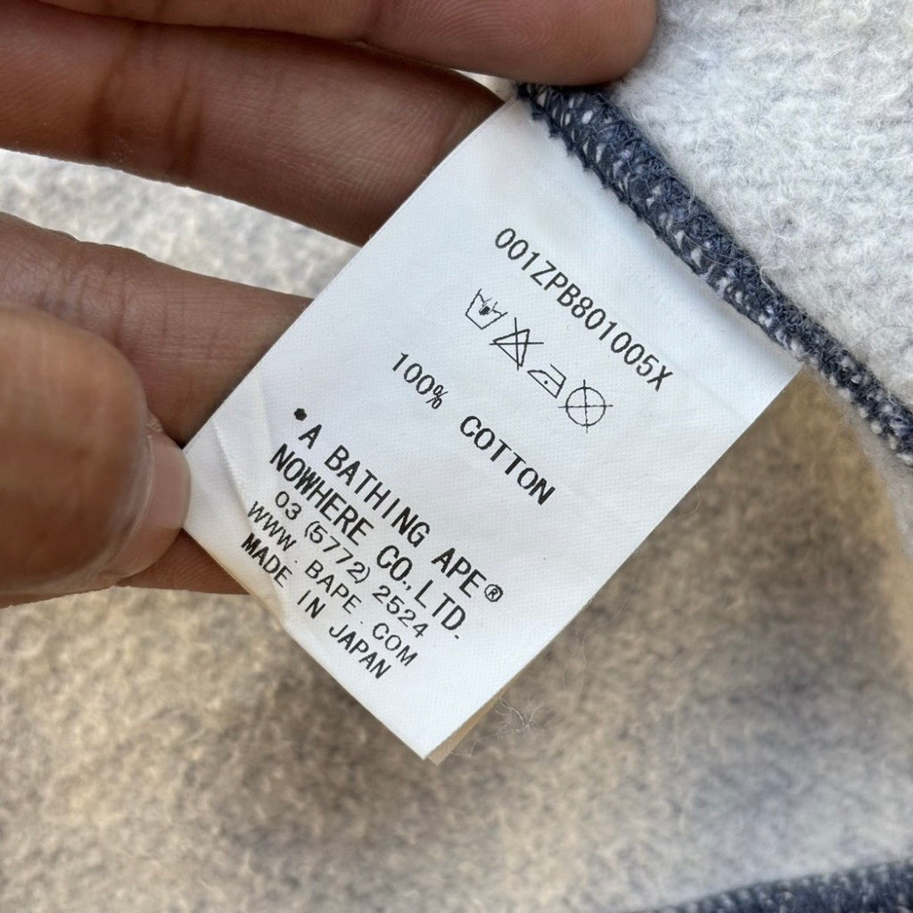 Vintage Bape Heather Shark Full Zip Up Hoodie L