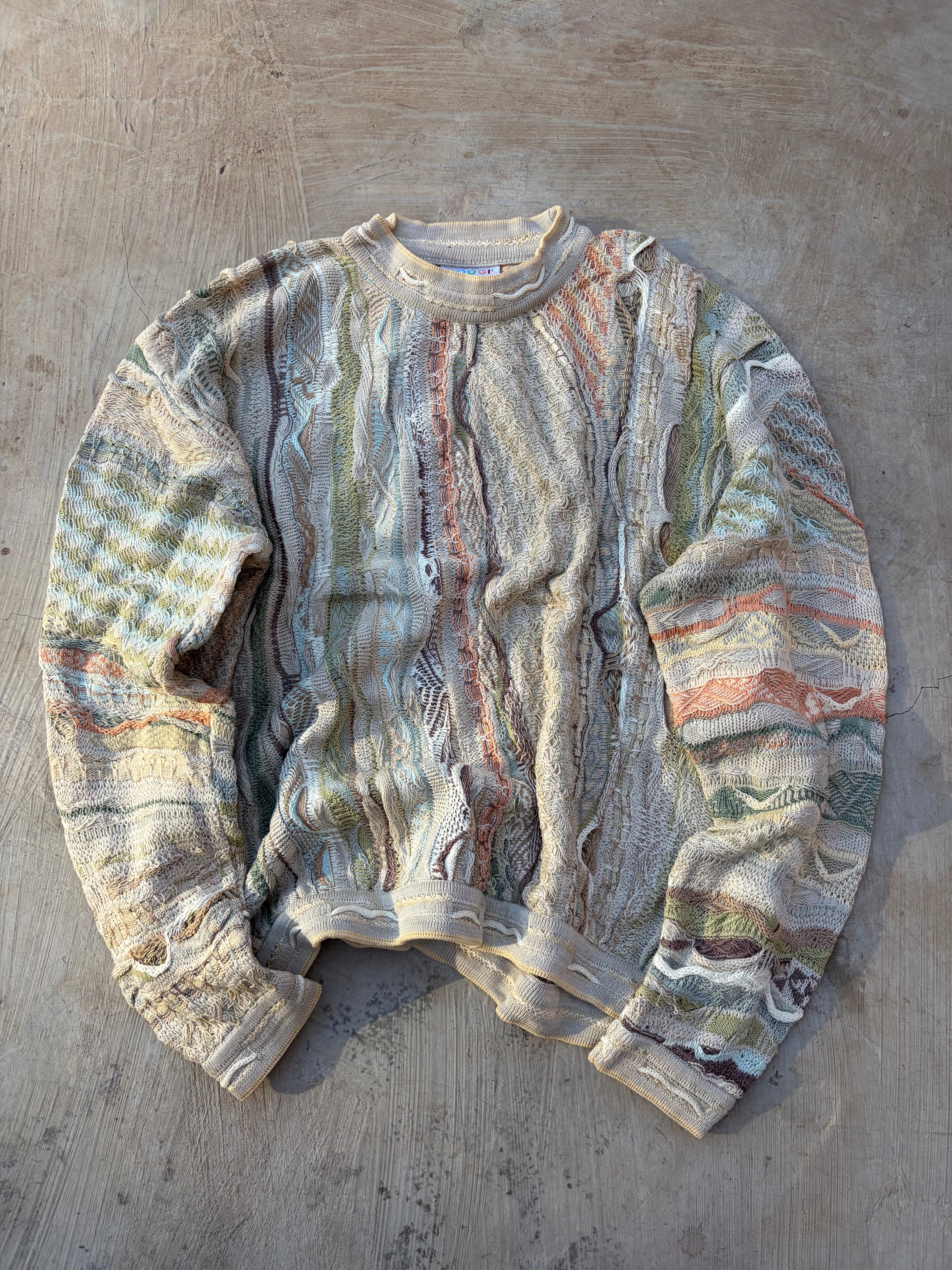 Vintage 90s COOGI 3D Textured Knit Sweater Multicolor Size L