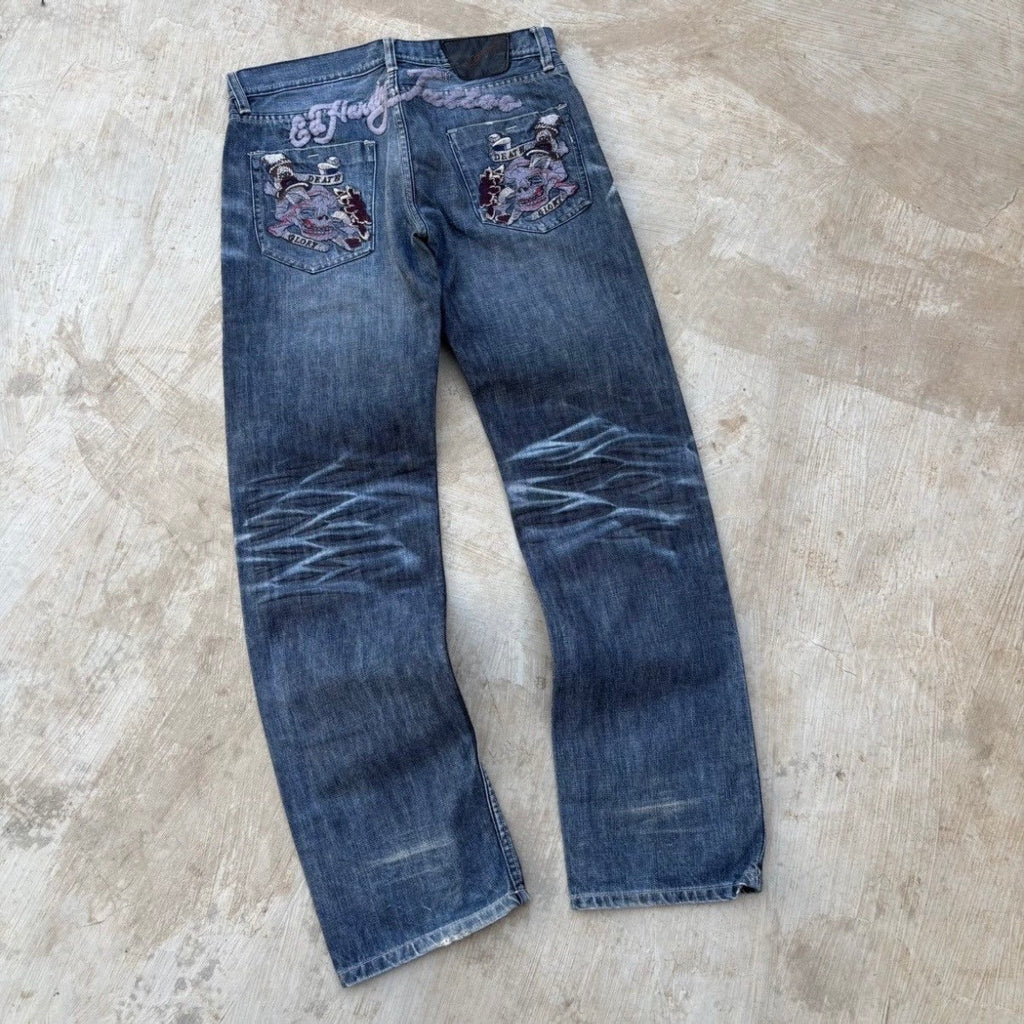 Vintage 00s Edhardy Skull Jeans 32