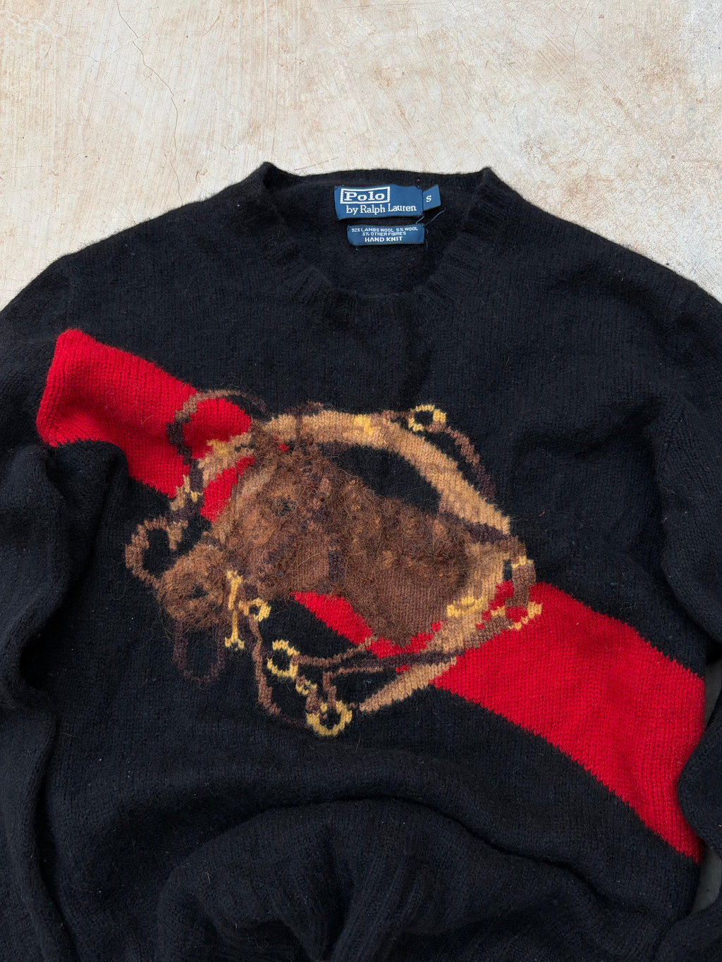 Vintage 90s Polo Ralph Lauren handknit horse Sweater S