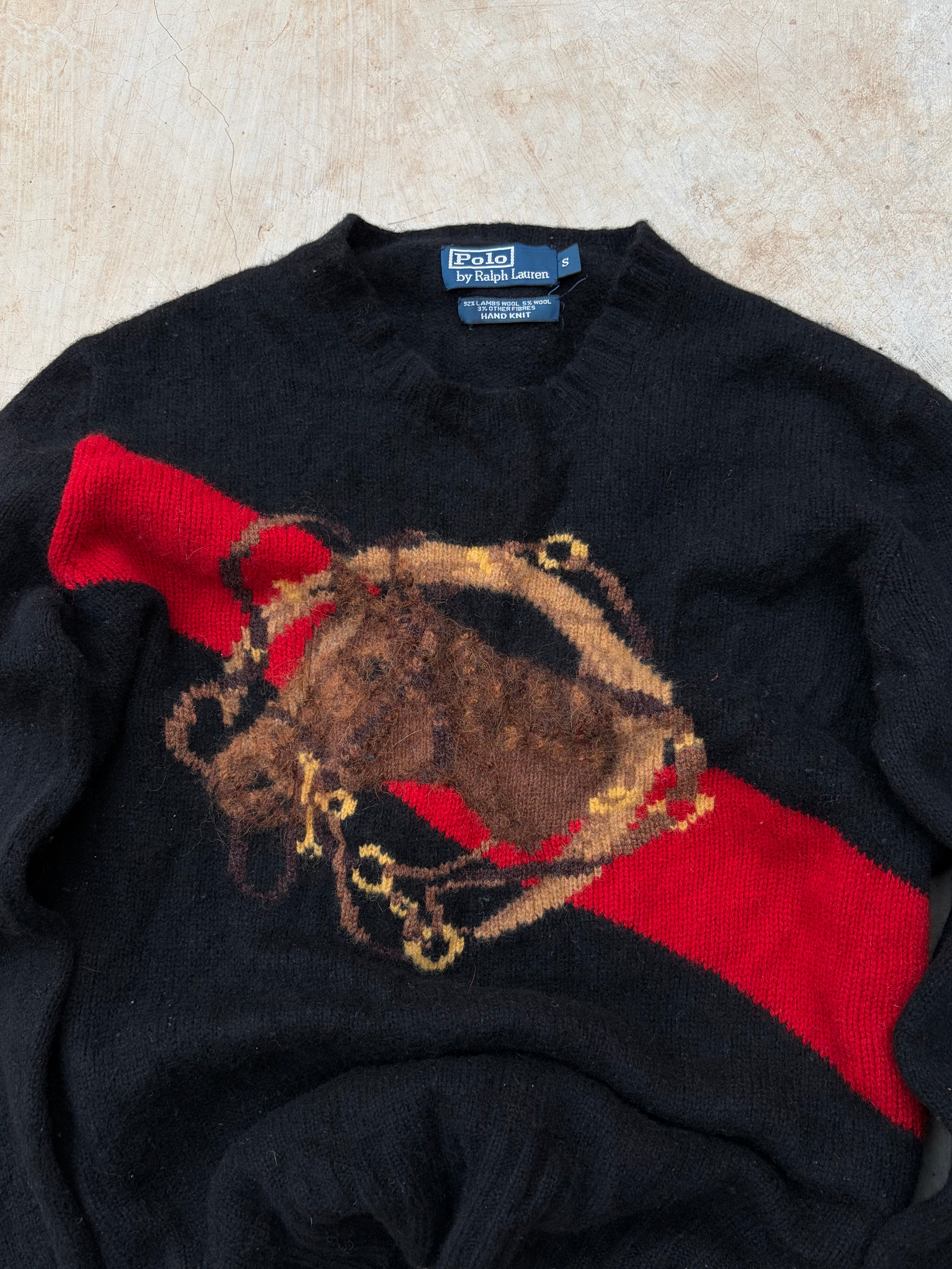 Vintage 90s Polo Ralph Lauren handknit horse Sweater S