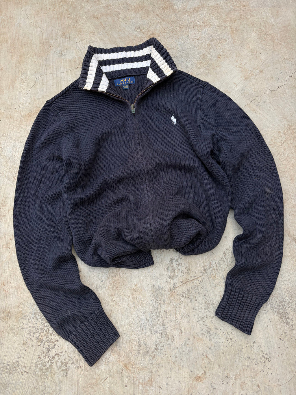 Vintage 00s Polo Ralph Lauren Full-Zip Knit Sweater S
