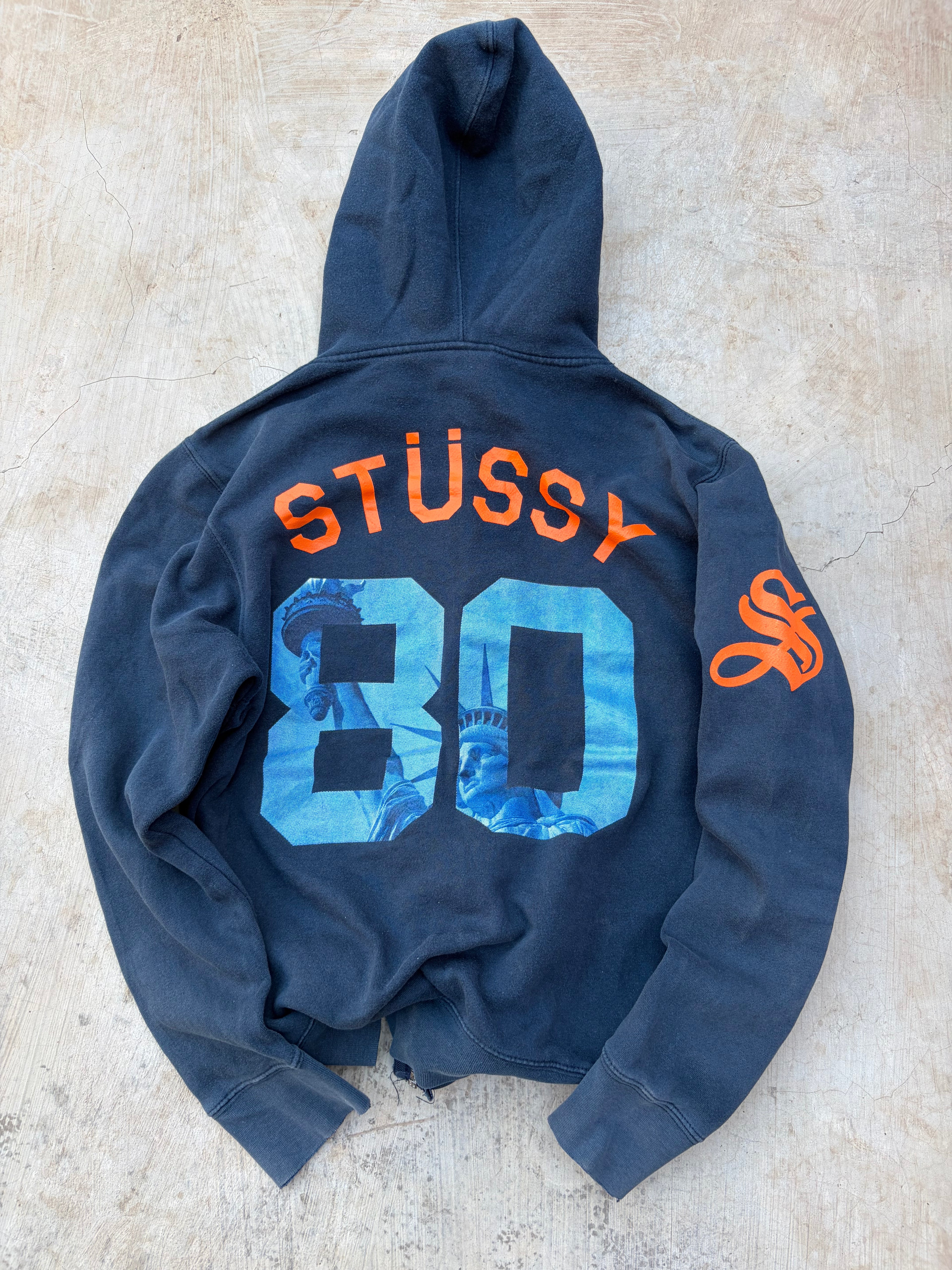Vintage 2000s Stussy Athletics NYC Zip Hoodie S