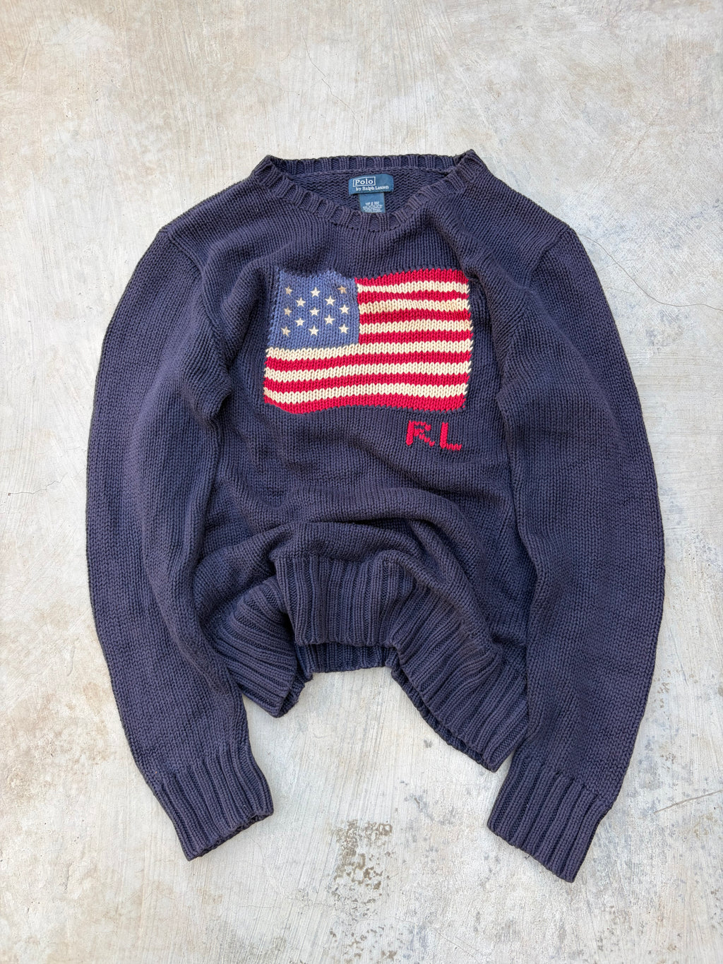 Vintage Polo Ralph Lauren USA Flag Sweater S