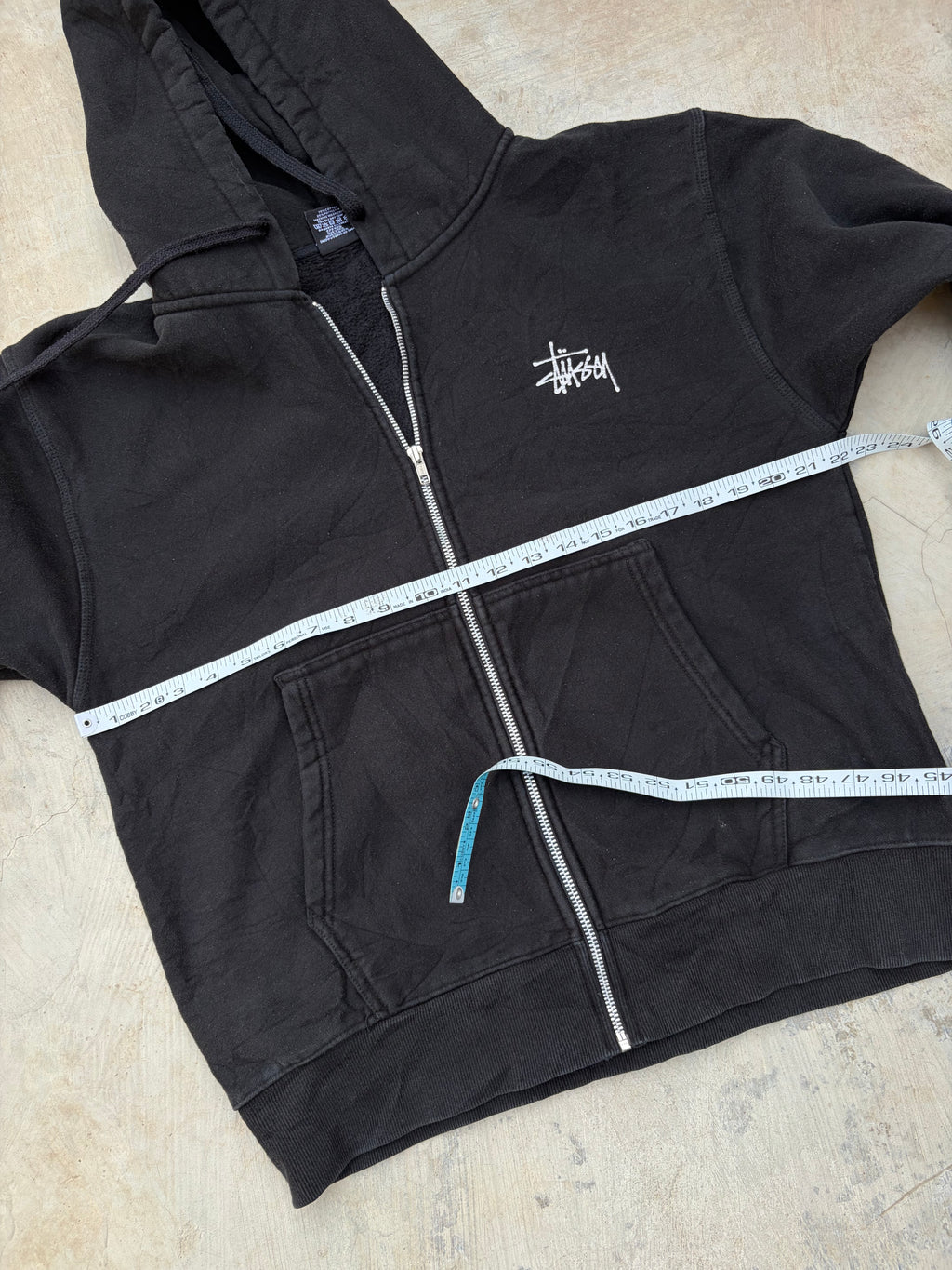 Vintage 00s Stüssy Black Zip-Up Hoodie M