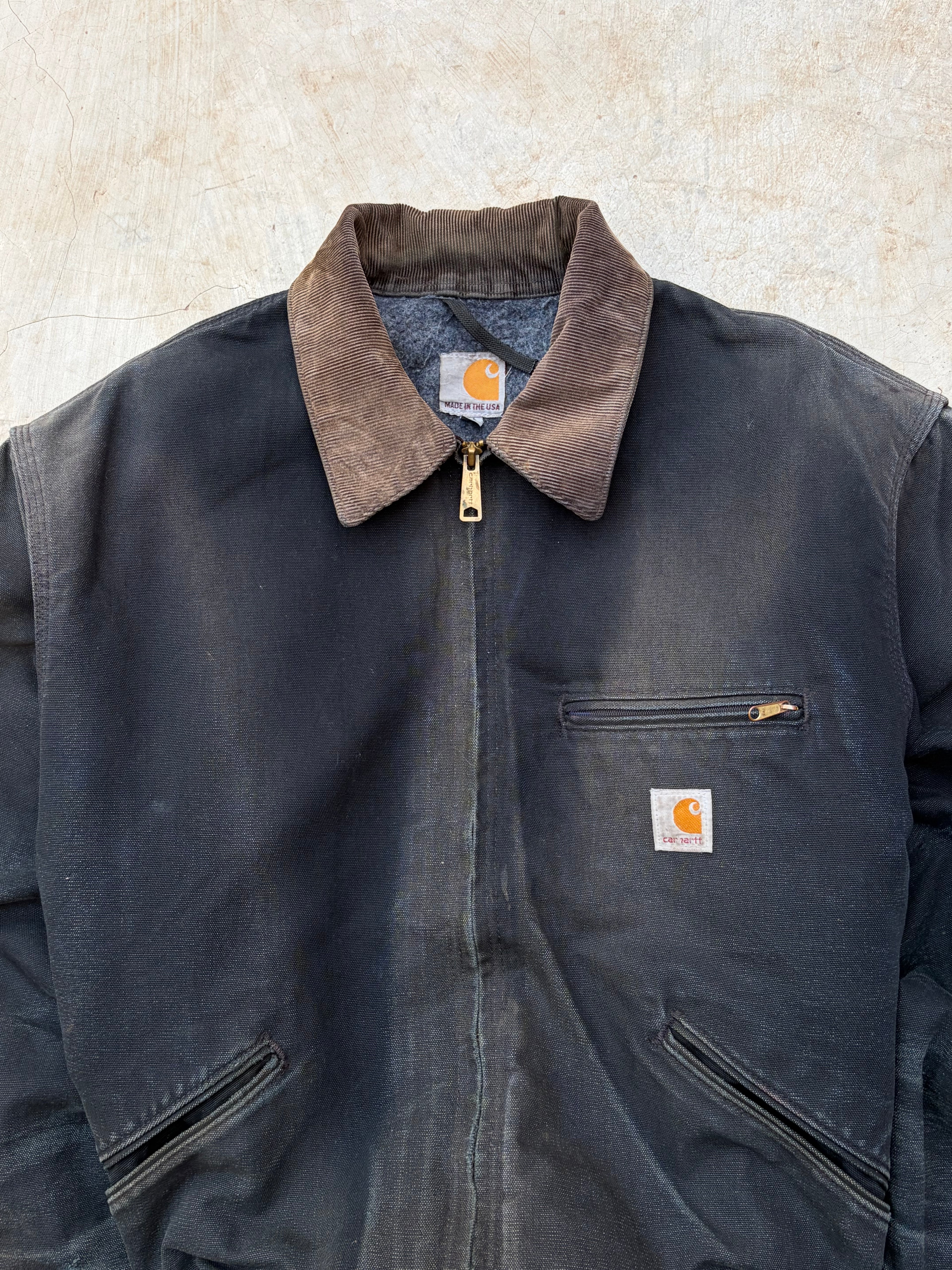 Vintage Sunfaded Distressed Carhartt Detroit Jacket J001 BLK L