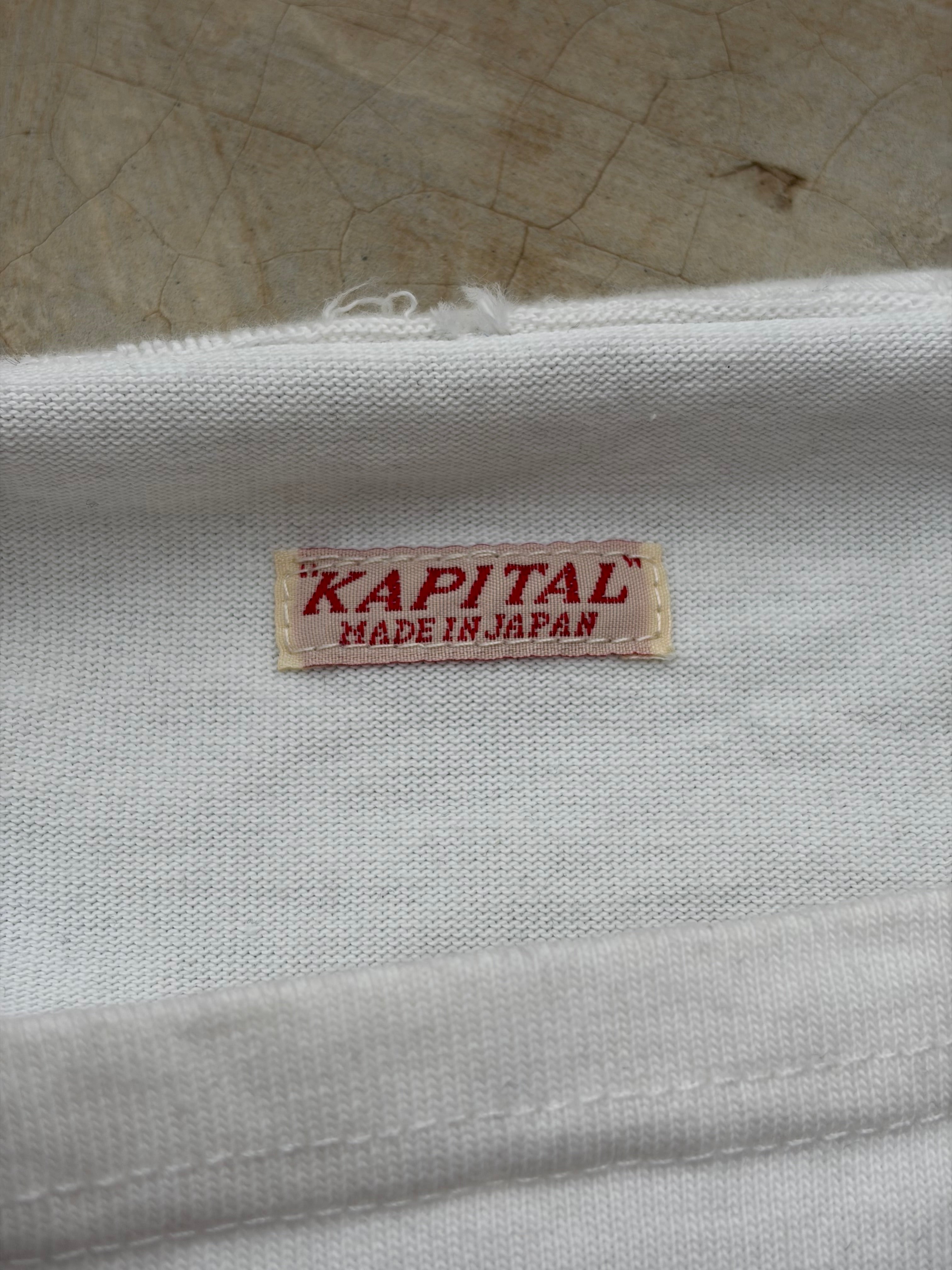 Vintage Kapital Border Smile Long Sleeve Tee L