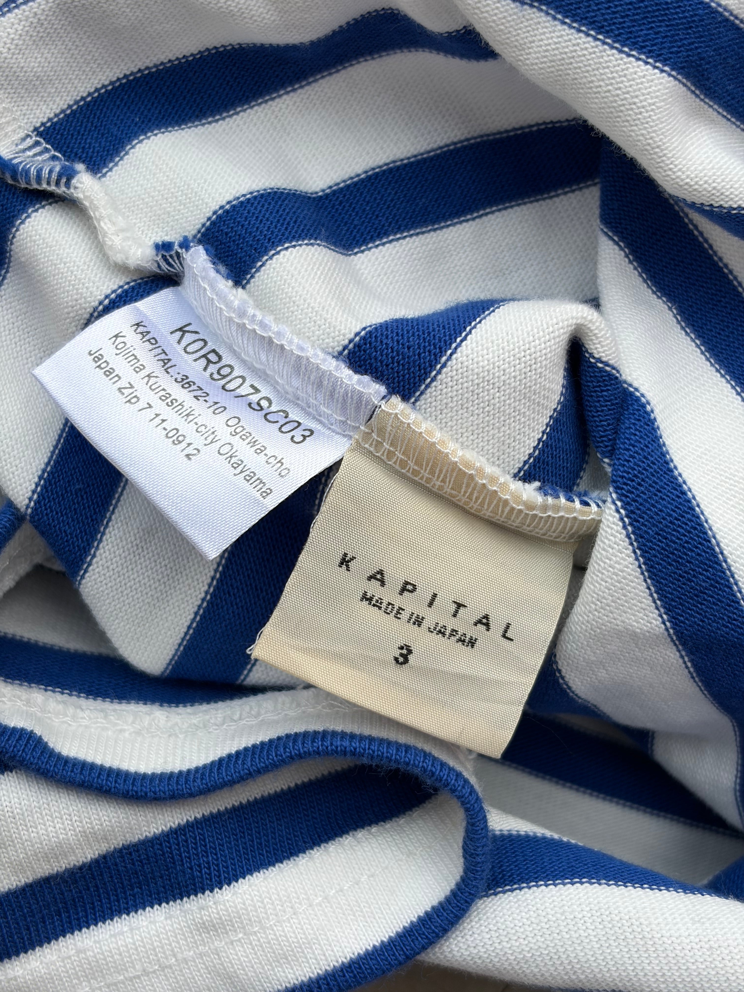 Vintage Kapital Border Smile Long Sleeve Tee L