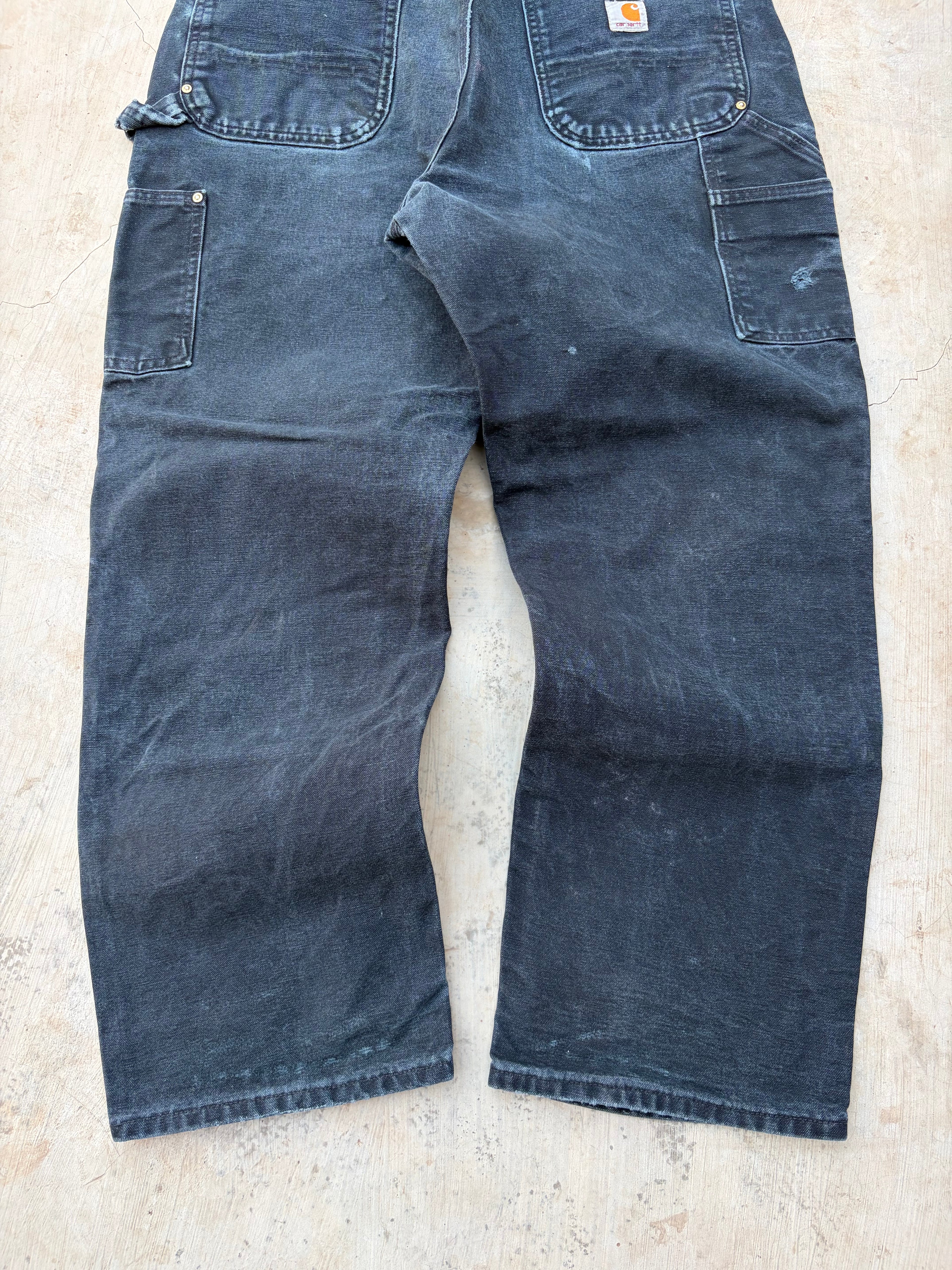 Vintage Carhartt Double Knee Carpenter Pants Faded Black Vintage Workwear 36x29.5