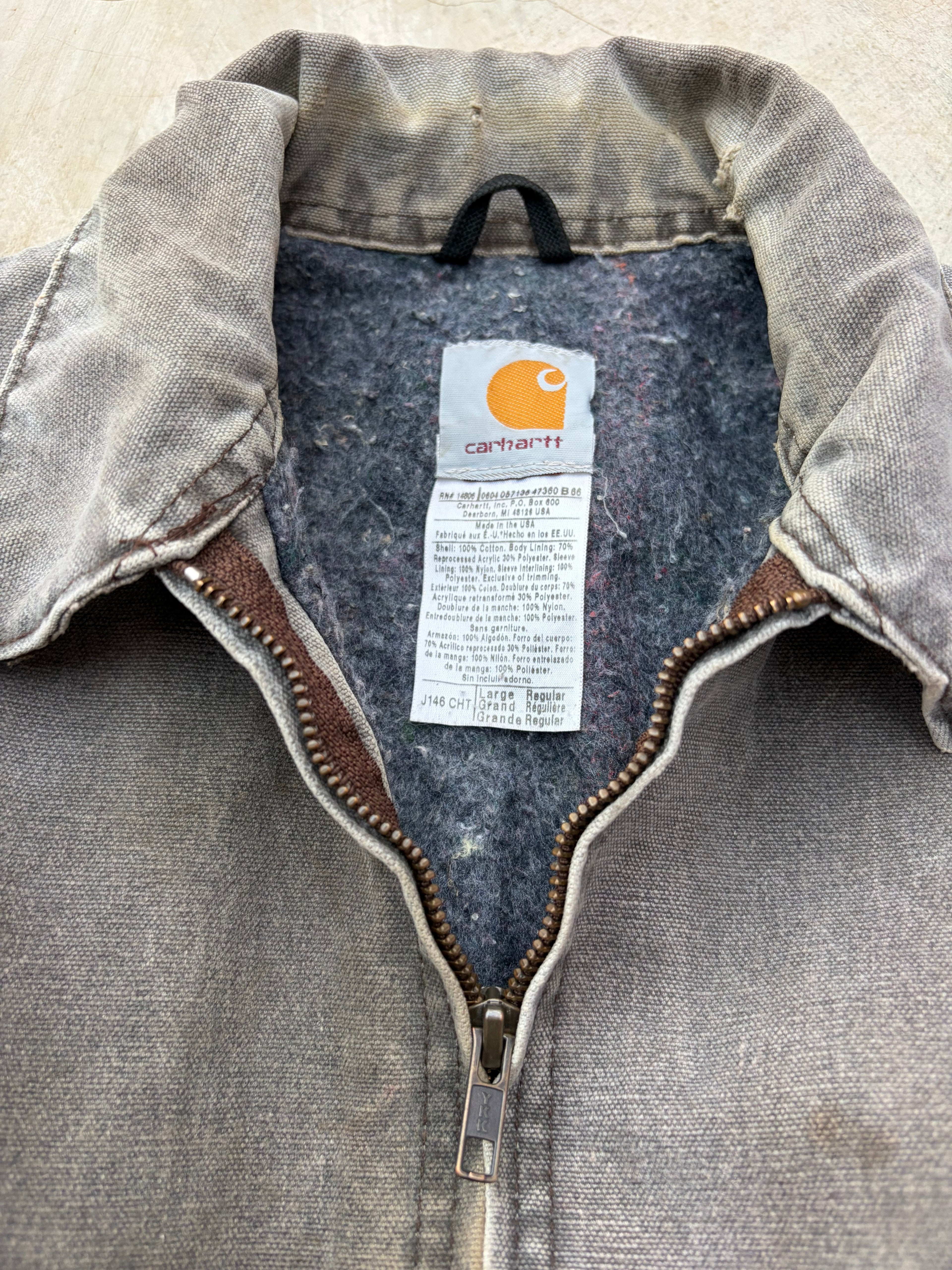 Vintage 00s Sunfaded Carhartt Detroit Jacket J146 CHT L