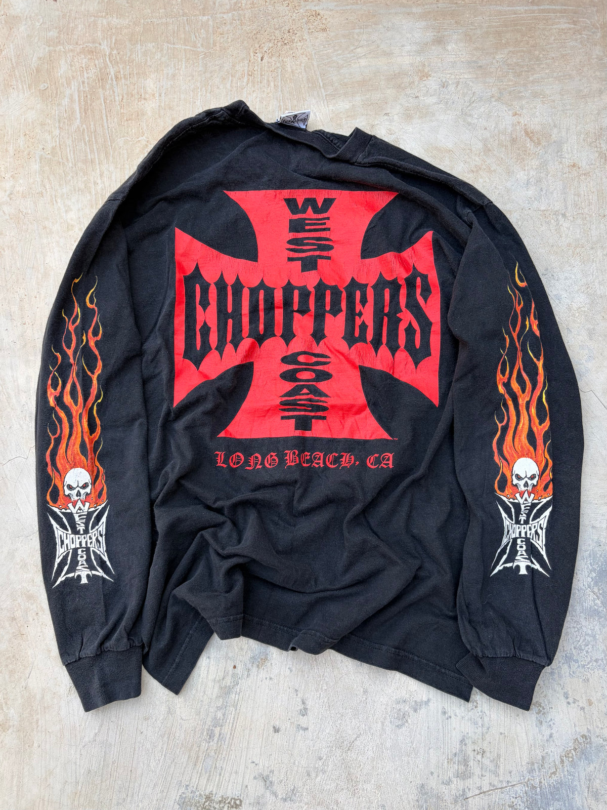 Vintage 00s West Coast Choppers Long Sleeve – Flame Skull M/L