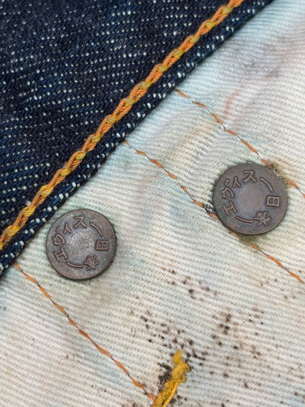 Vintage 00s Evisu Selvedge Denim Jeans Yellow Diacock 30