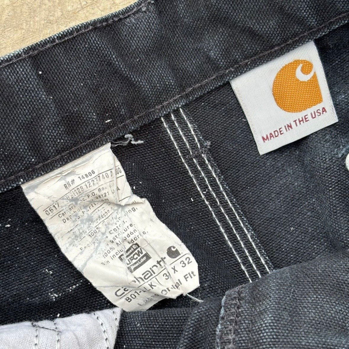 Vintage Sunfaded Carhartt Double Knee Pant B01 BLK 30