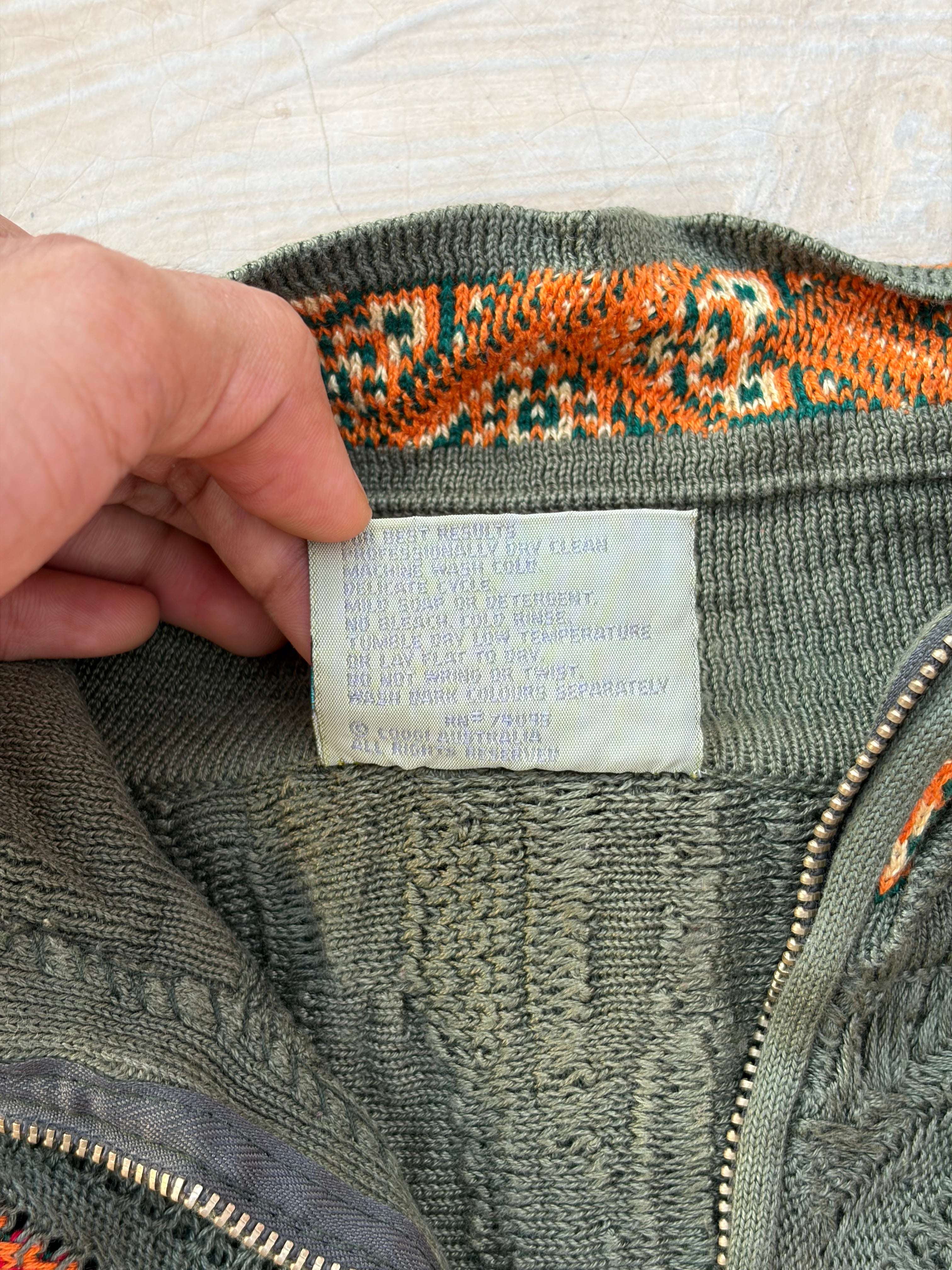 Vintage 90s COOGI Australia 1/4 Zip 3D Textured Knit Sweater  M