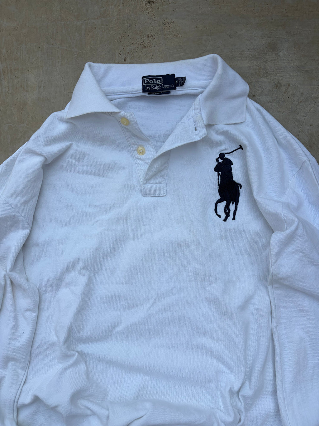 Vintage Polo Ralph Lauren White Long Sleeve Rugby Polo S