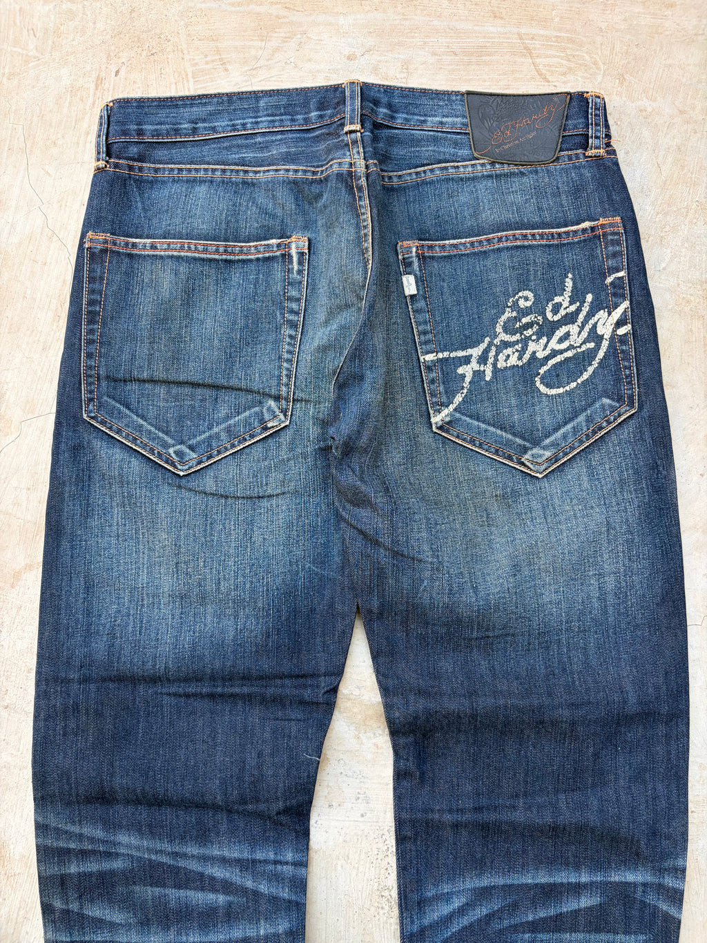 Vintage Ed Hardy Jeans Skull Embroidery Denim Y2K Straight Size 34