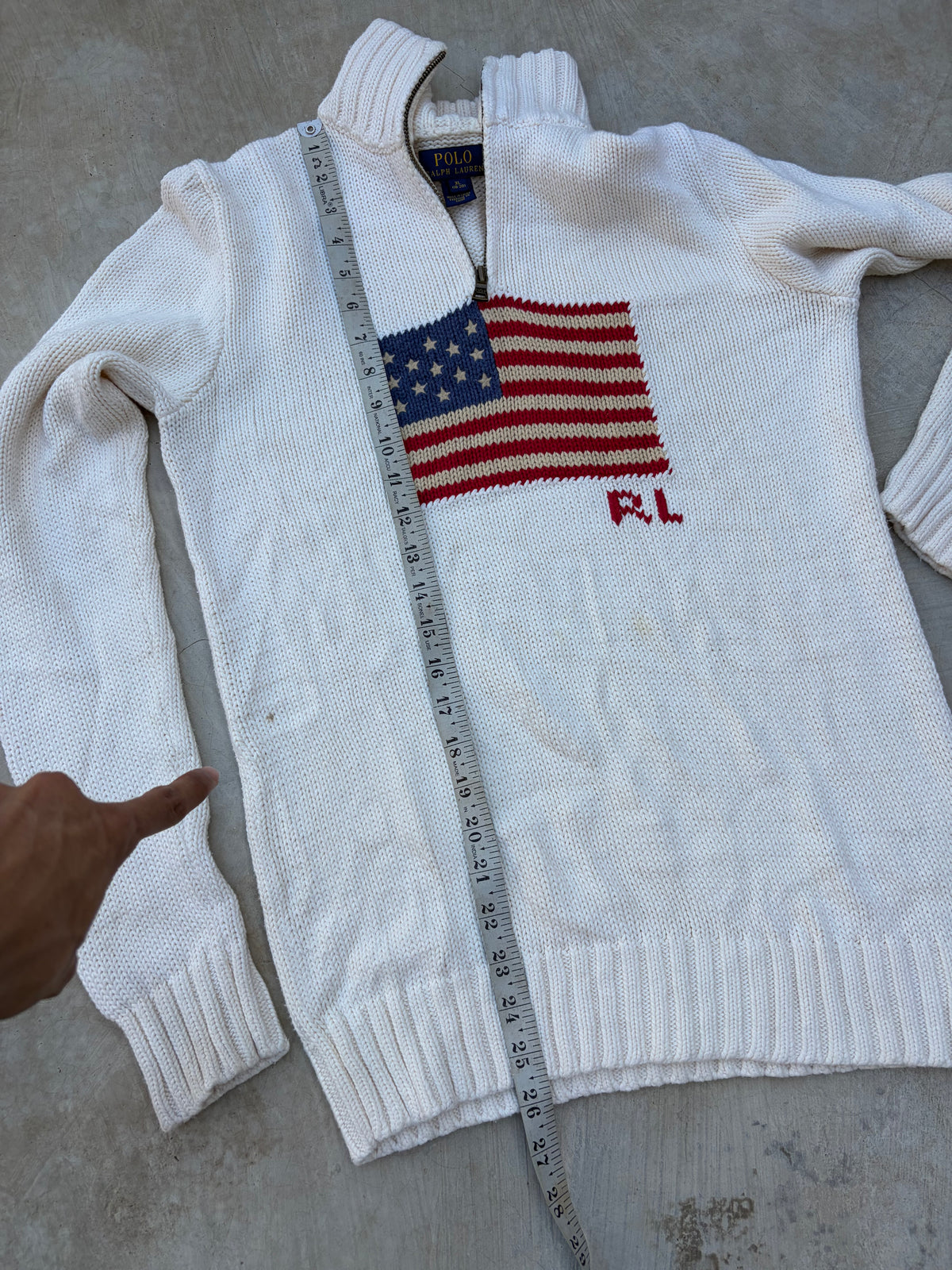 Vintage Polo Ralph Lauren American Flag 1/4 Zip Sweater S