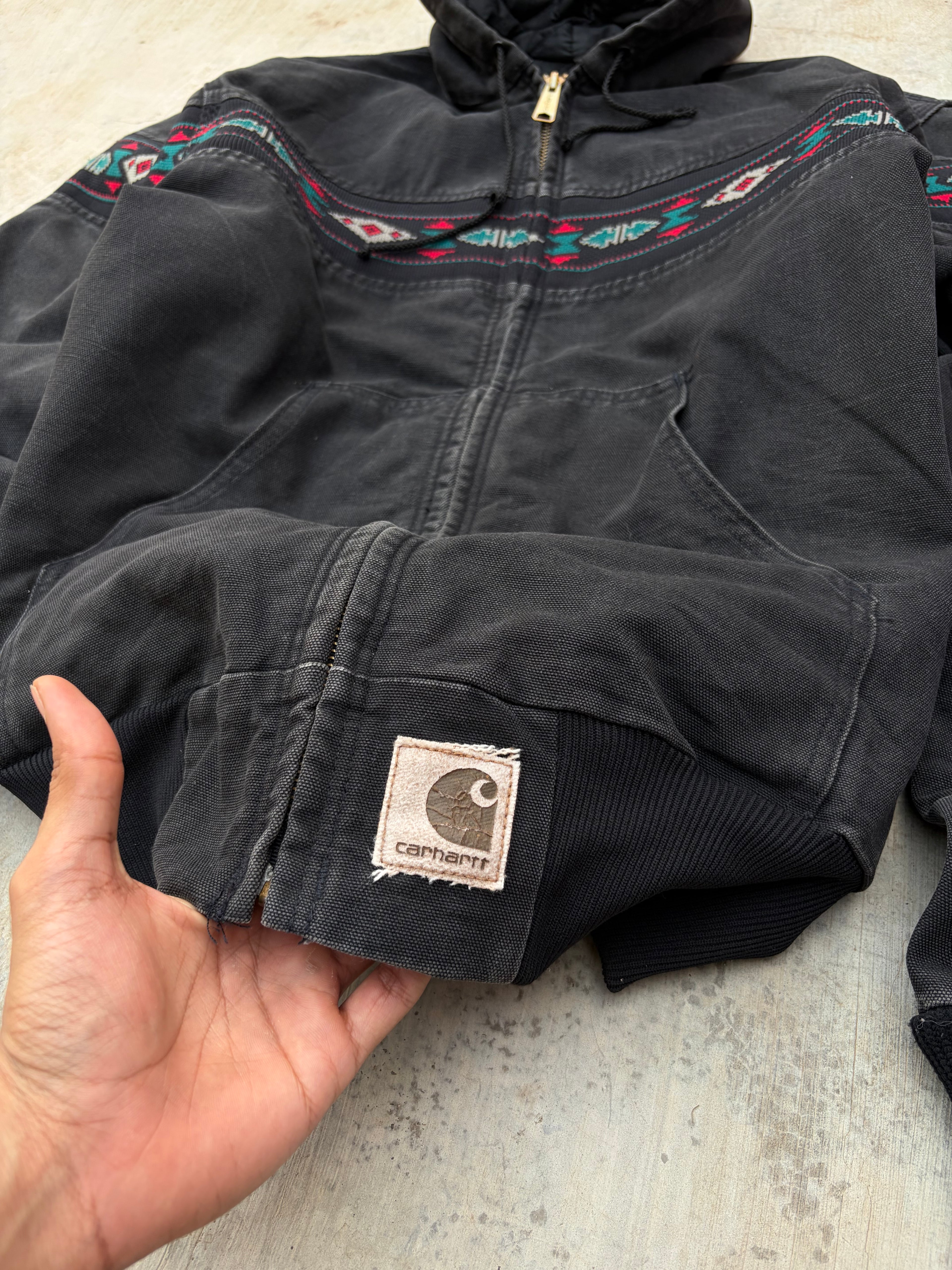 Vintage 90s Carhartt Aztec Active Jacket J78 BLK L