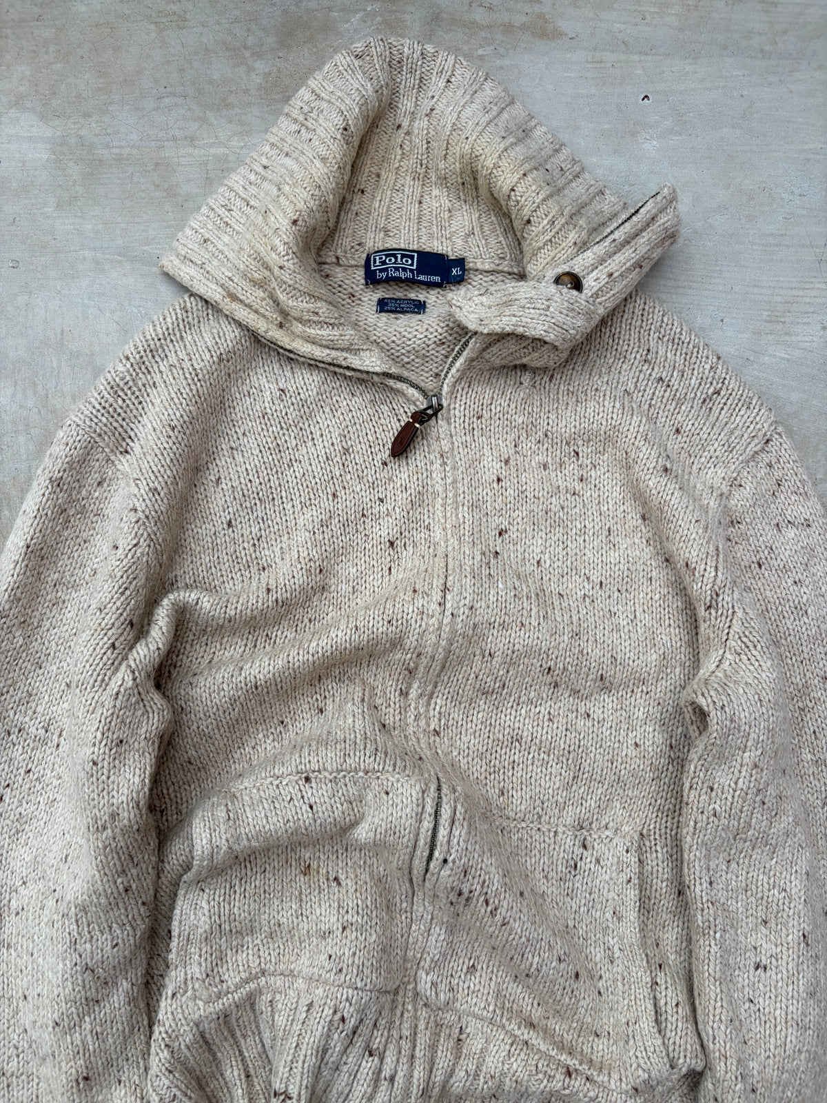 Vintage 90s Polo Ralph Lauren Alpaca Wool Quarter-Zip Knit Sweater M/L