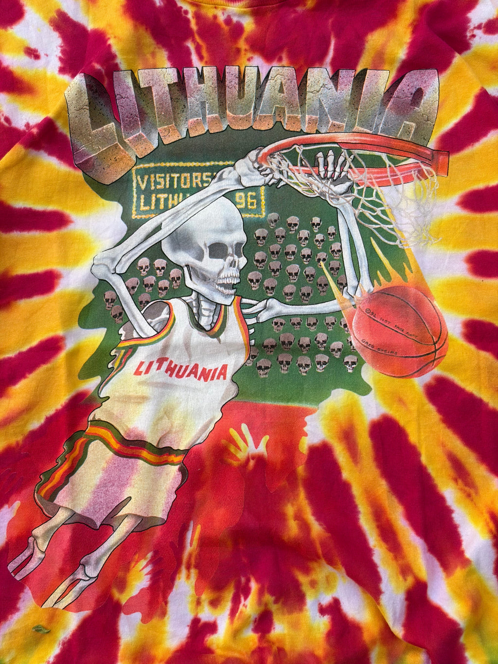 Vintage 1992 Lithuania Olympic Basketball Grateful Dead Tie-Dye Tshirt XL