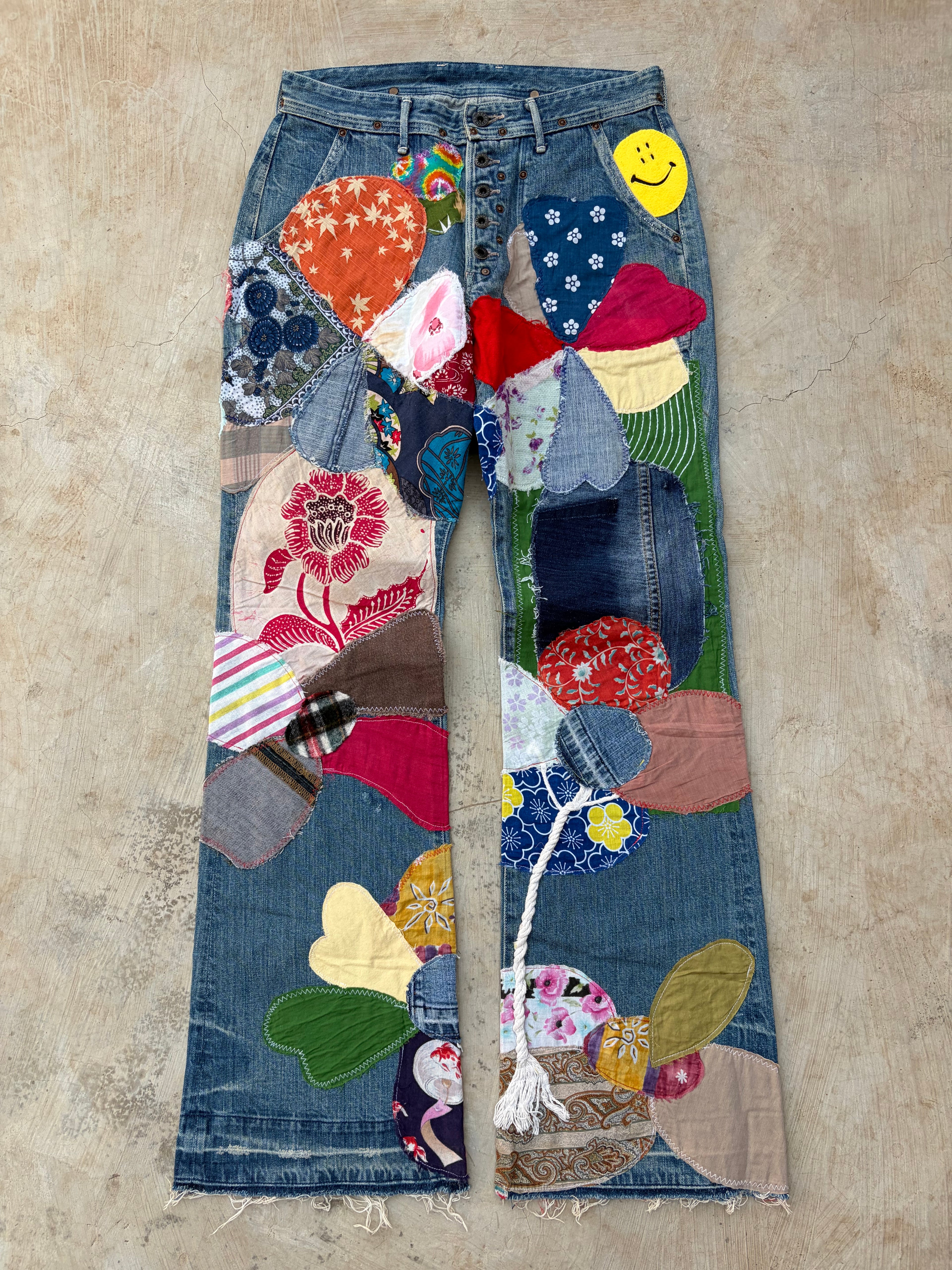 Archive 00s Kapital Kiro Hirata Patchwork Boro Flared Denim Jeans 32