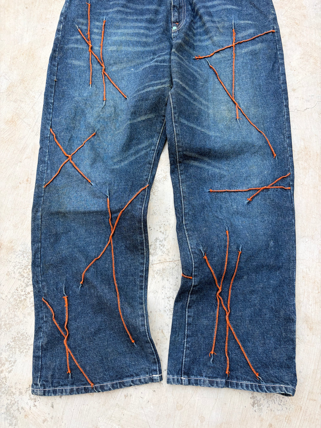 Vintage 00s Akademiks Y2K Orange Stiching Jeans