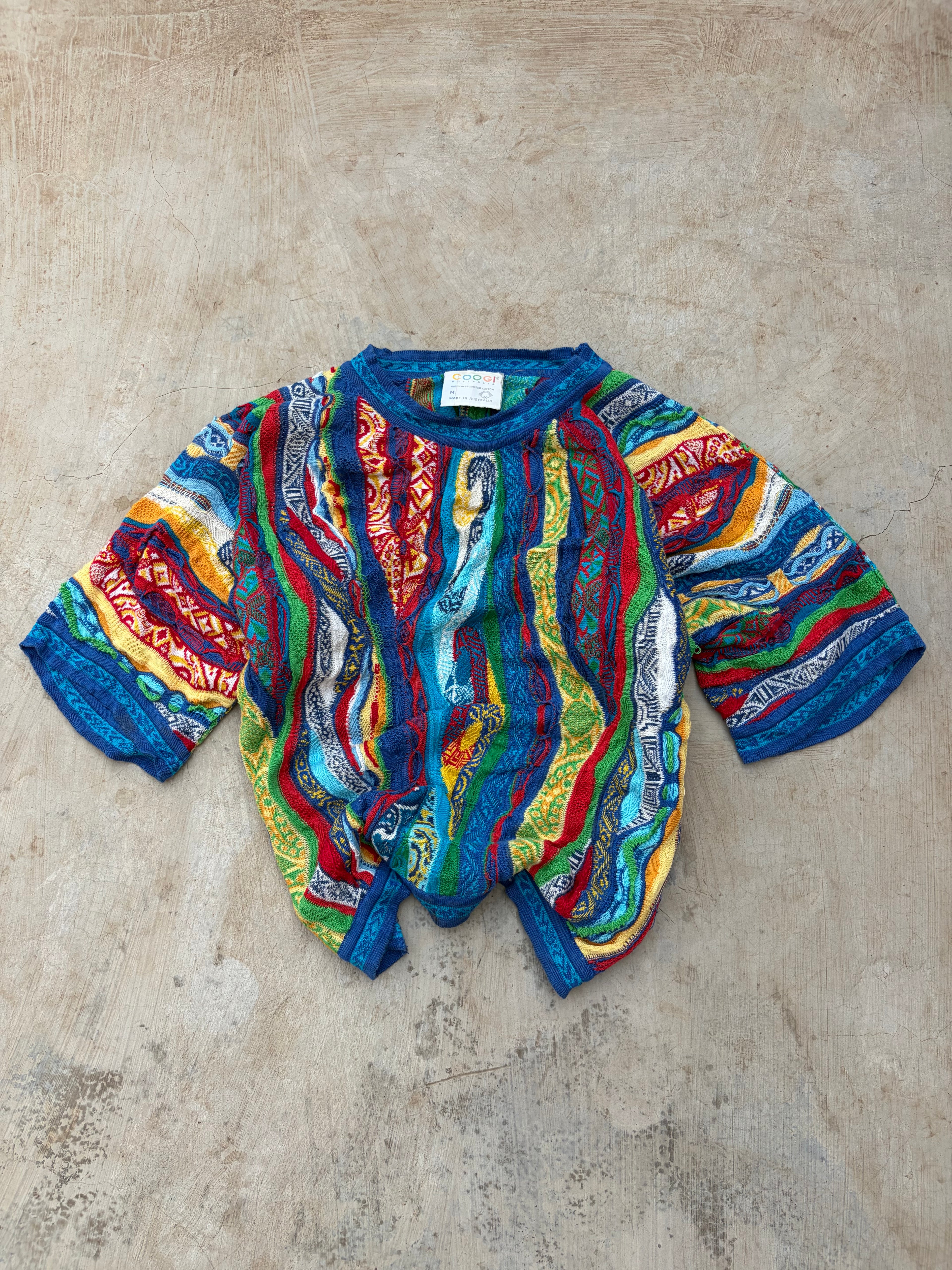 Vintage 90s Coogi 3D Knit Half Sleeve Sweater M