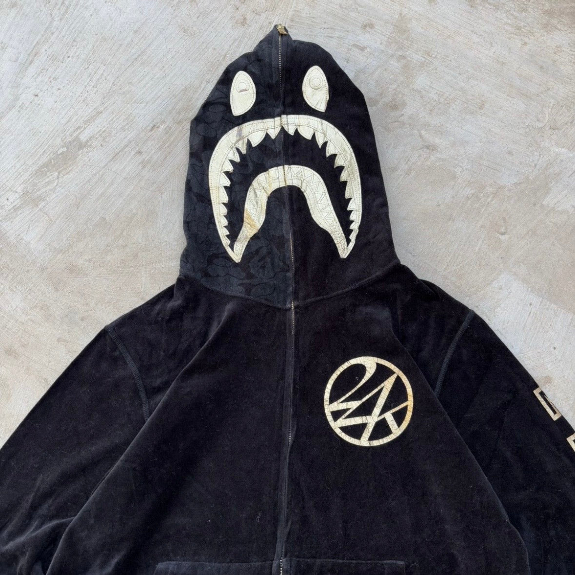 Vintage Bape 24 Karat Full Zip Shark Hoodie L