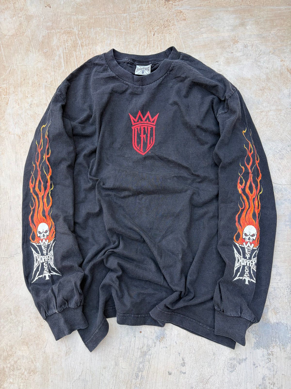 Vintage 00s West Coast Choppers Long Sleeve – Flame Skull M/L