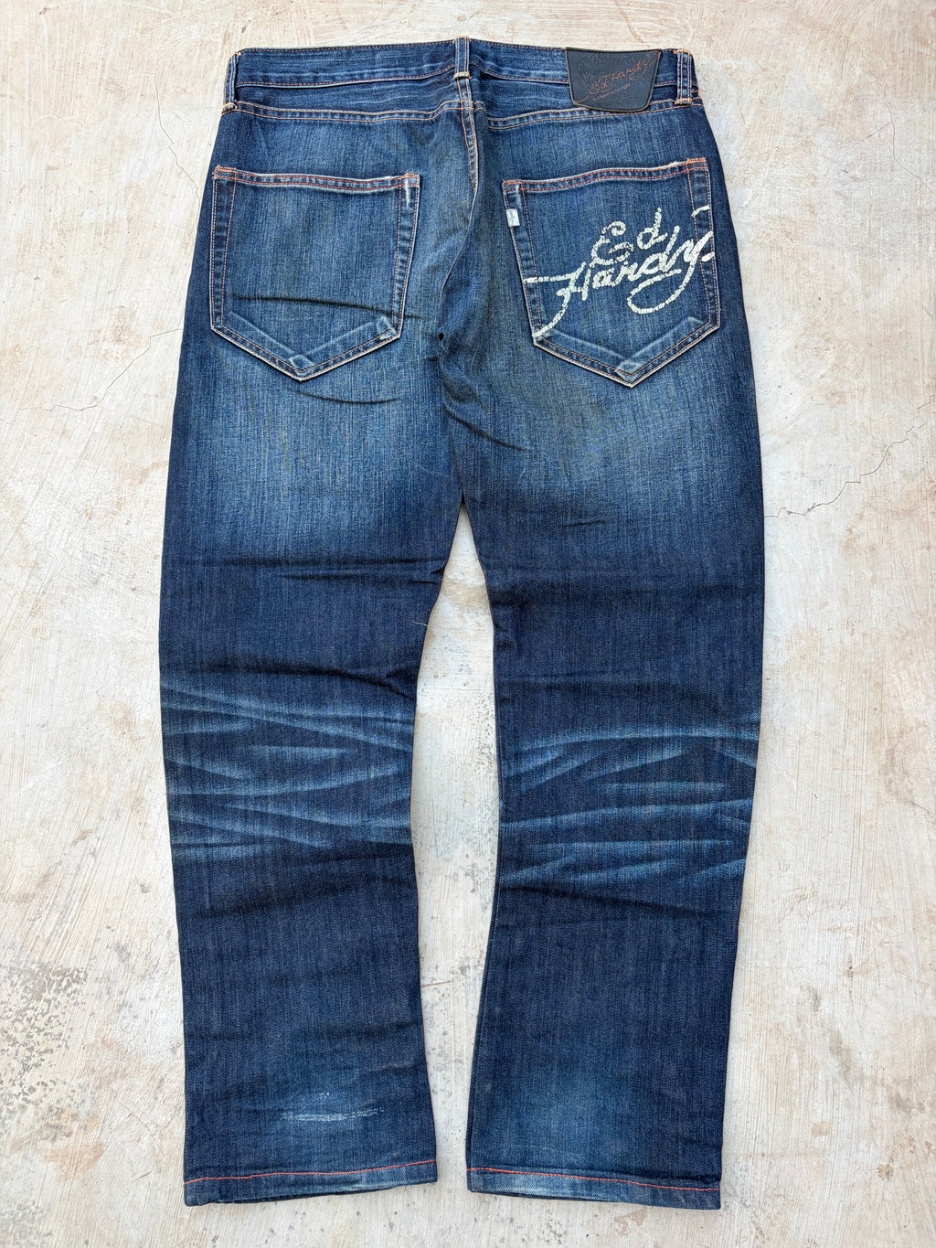 Vintage Ed Hardy Jeans Skull Embroidery Denim Y2K Straight Size 34