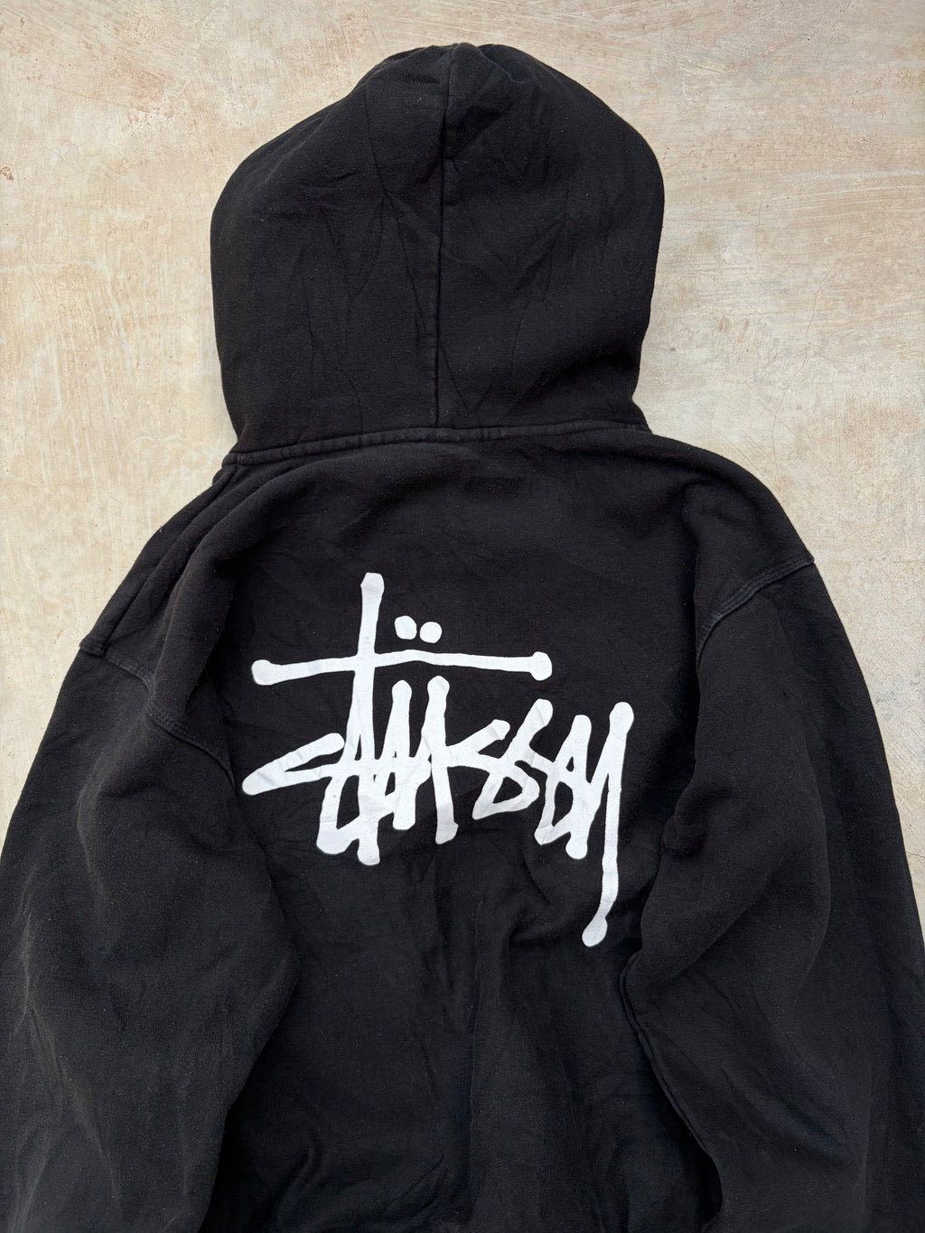 Vintage 00s Stüssy Black Zip-Up Hoodie M